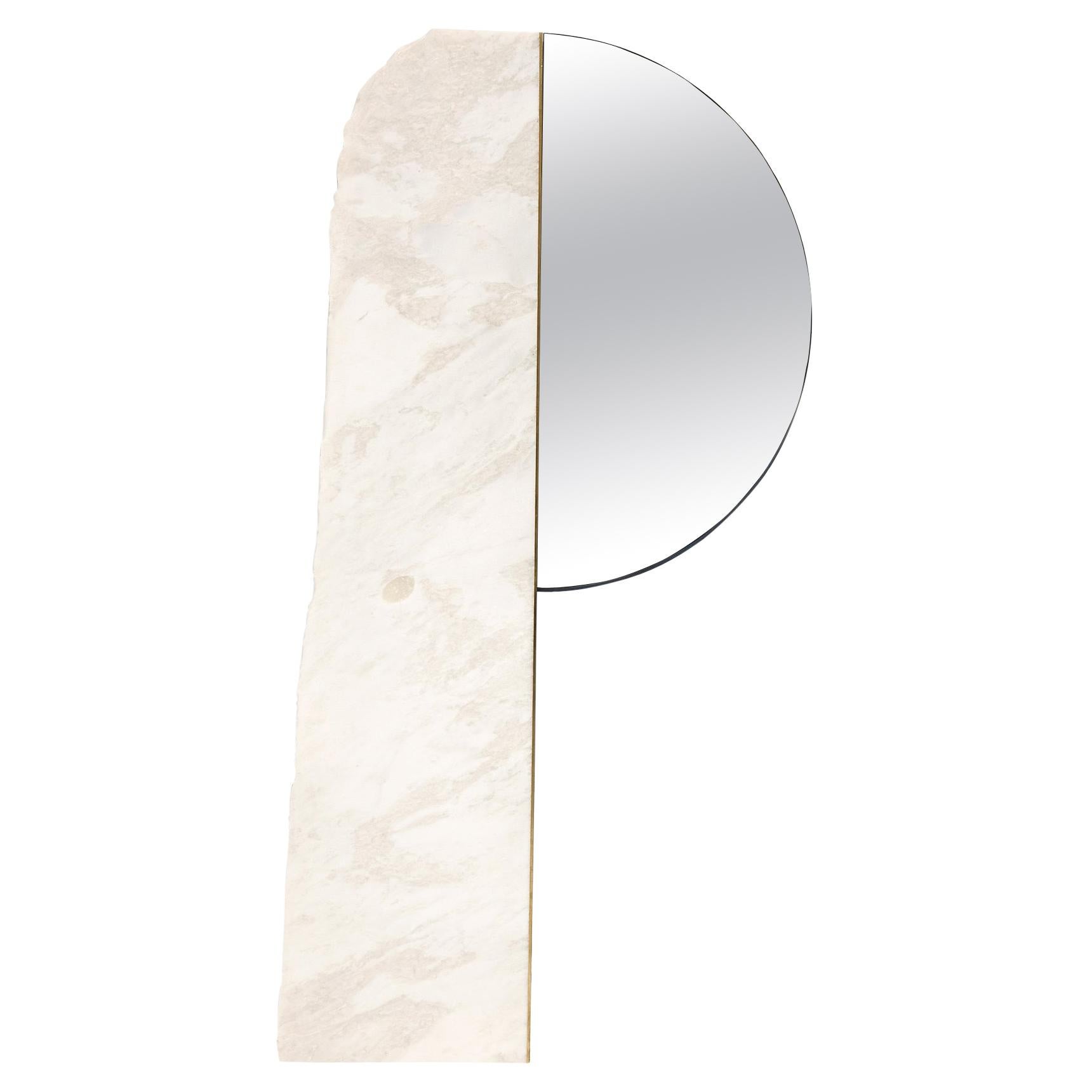 Found Tinted Mirror in Marble and Brass For Sale