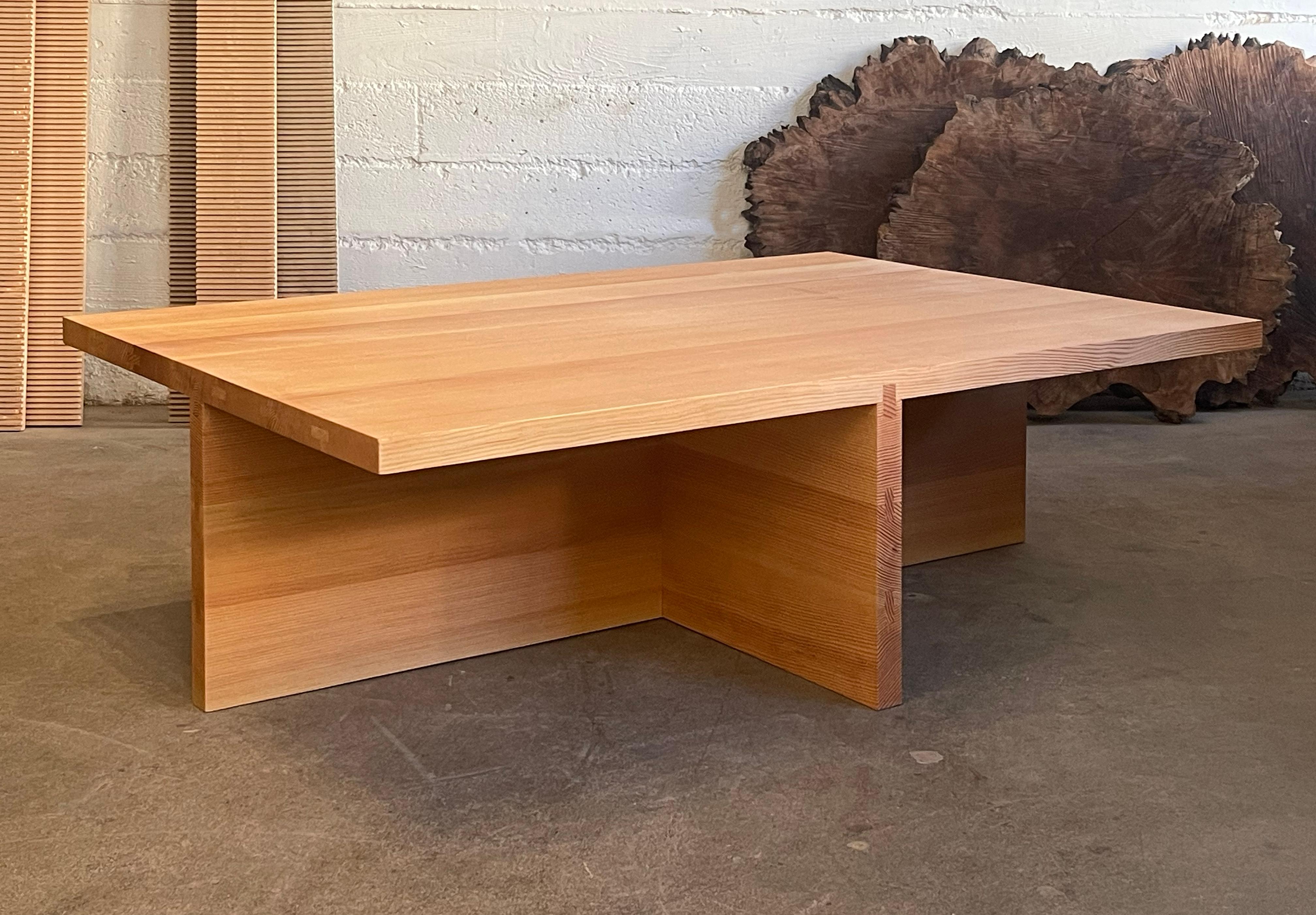 Organic Modern Foundation Coffee Table, Modern, Solid Fir - Fully Customizable For Sale