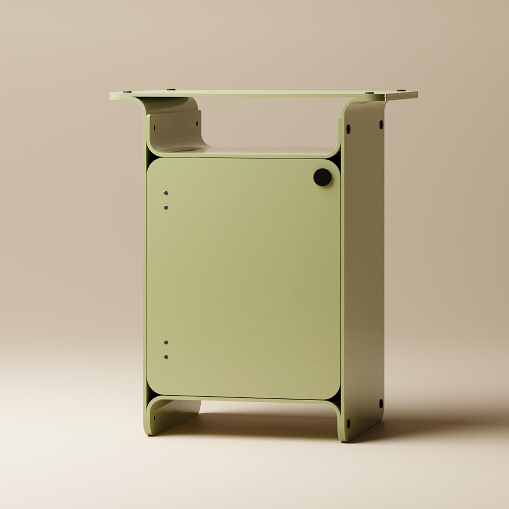 Moderne Table d'appoint Foundation avec porte - Table d'appoint en aluminium Modern Bent avec rangement Closed en vente