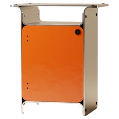 Foundation End Table w/ Door - Modern Bent Aluminum End Table w/ Closed Storage