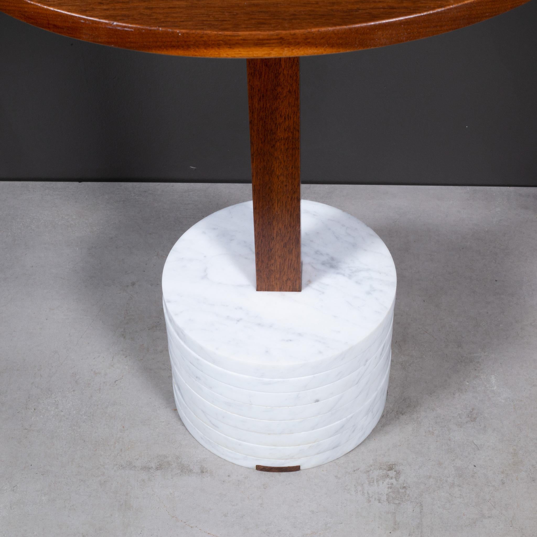 Carrara Marble Foundation Side Table by Fort Standard  For Sale