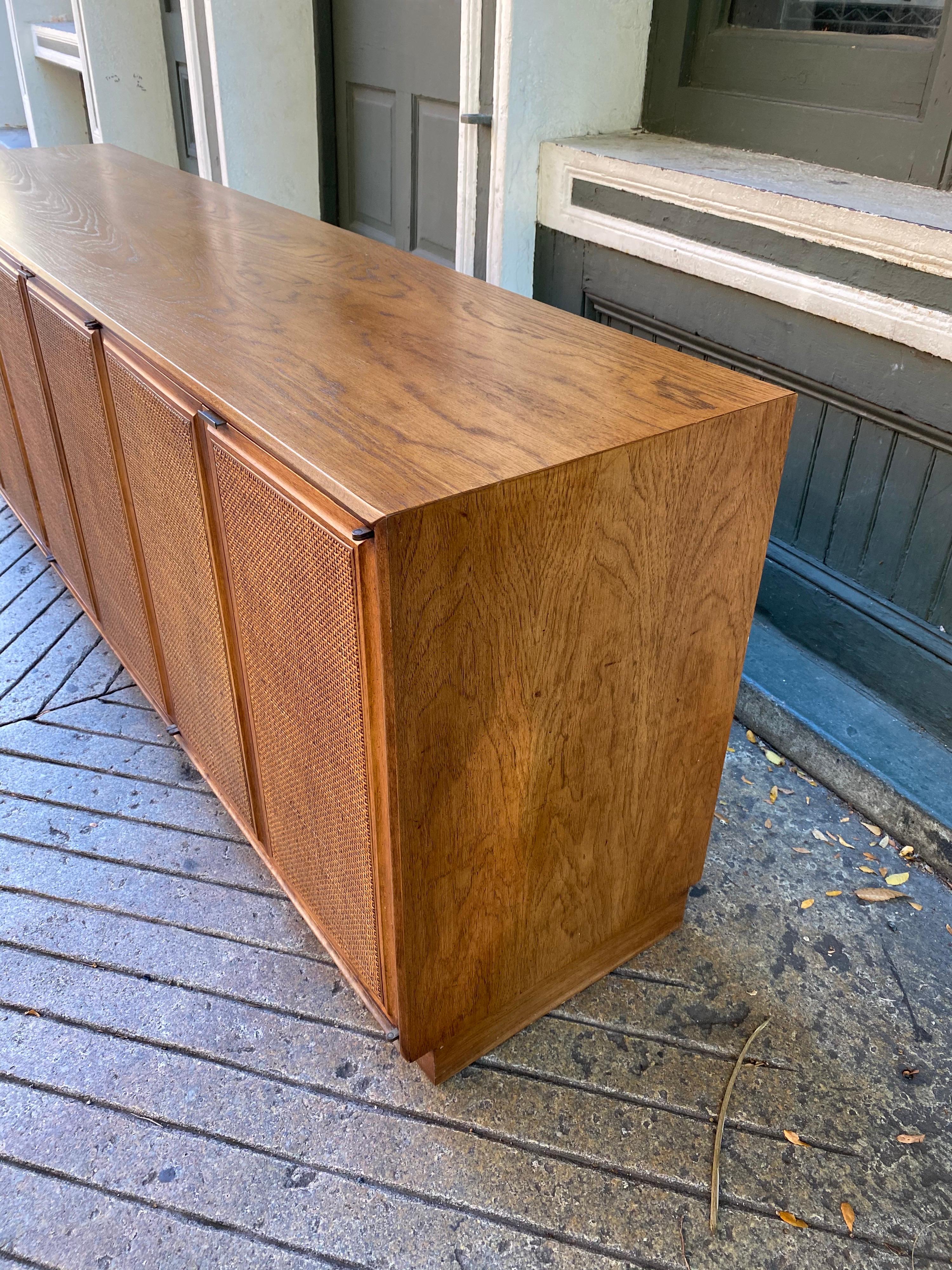 Late 20th Century Founders 6-Door Caned Front Credenza/ Buffet