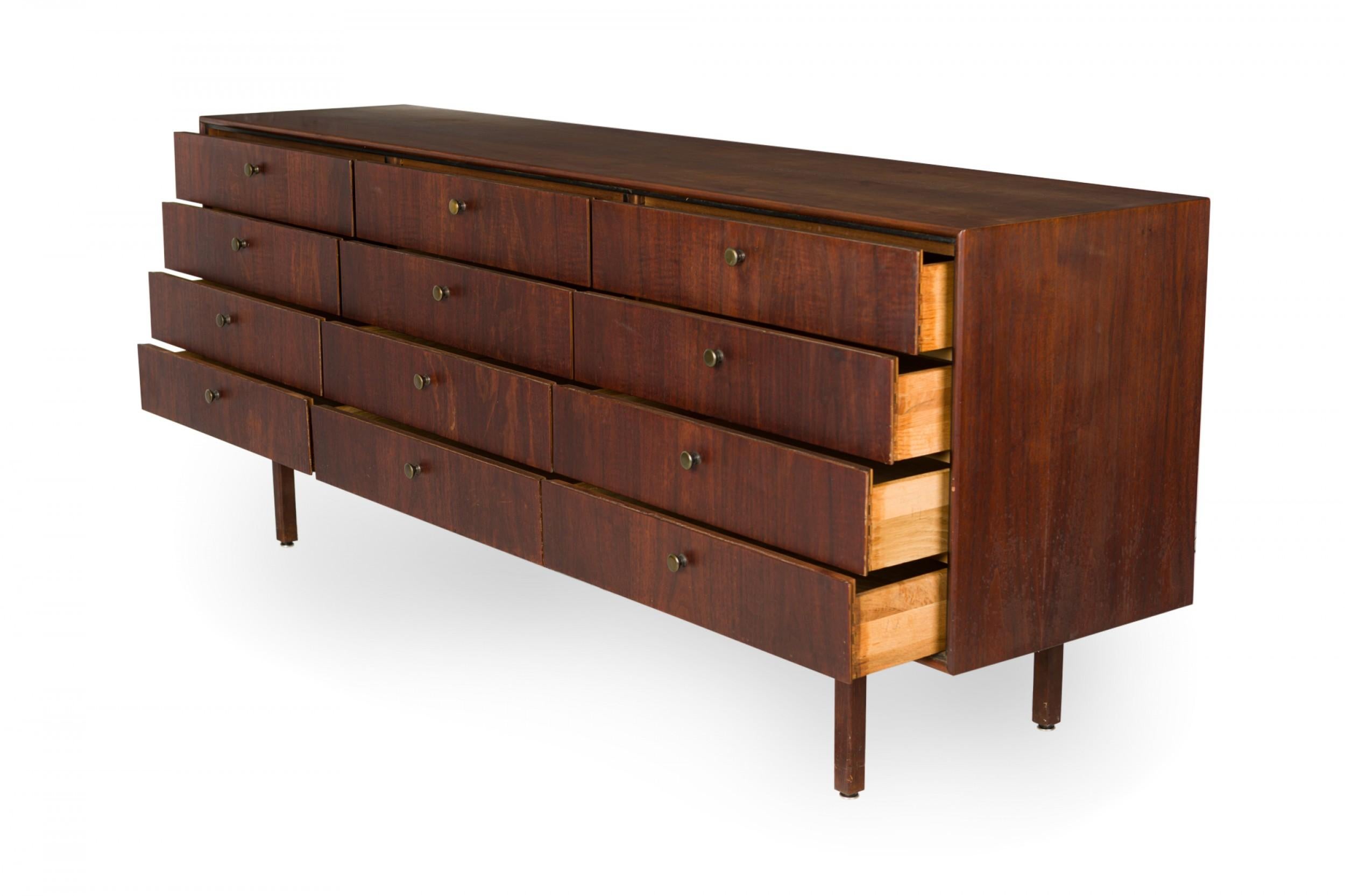 Mid-Century Modern Founders / Dillingham American Mid-Century 12-Drawer Teak Low Chest For Sale