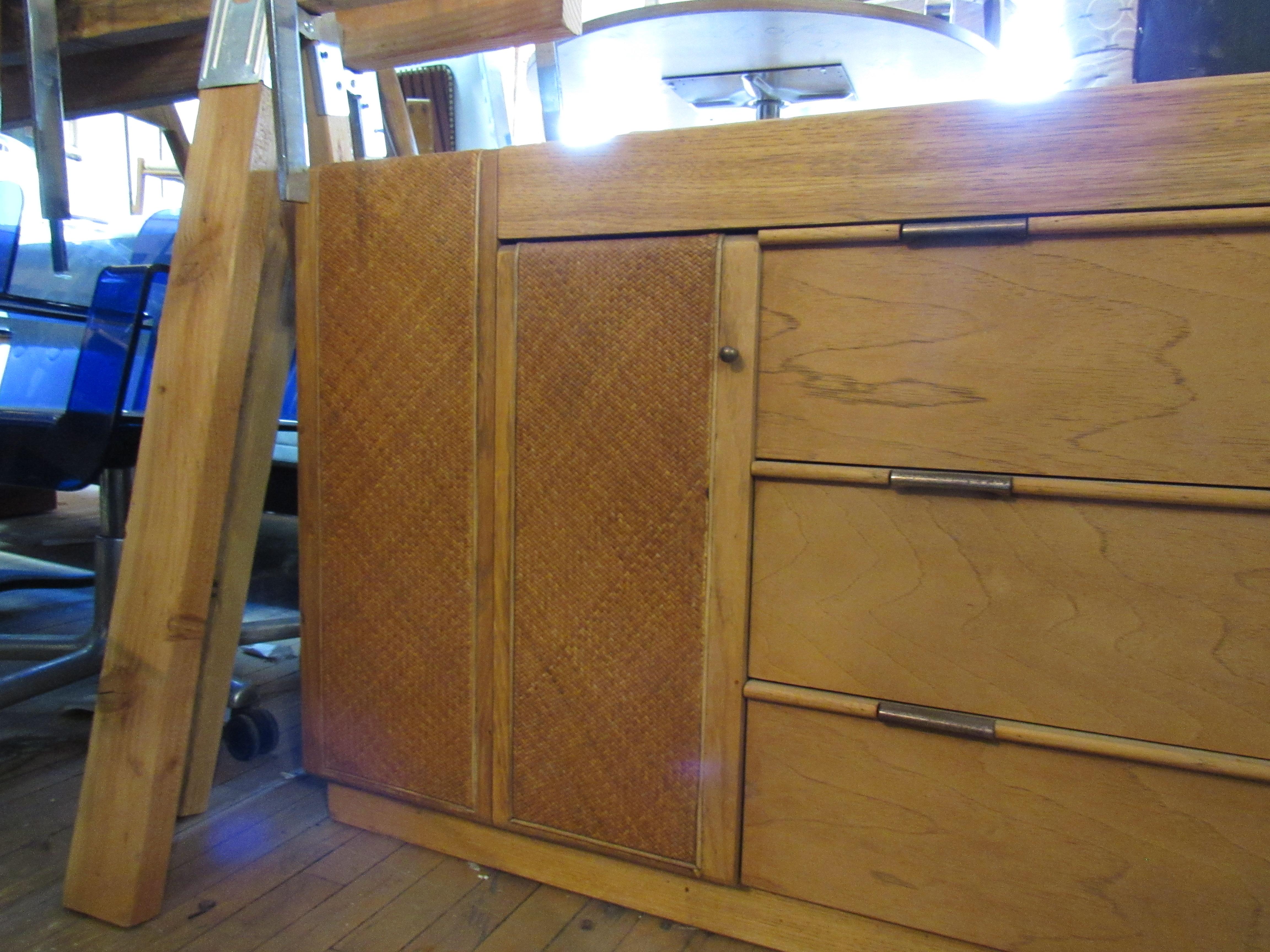 20th Century Founders Dresser with Wicker Doors For Sale