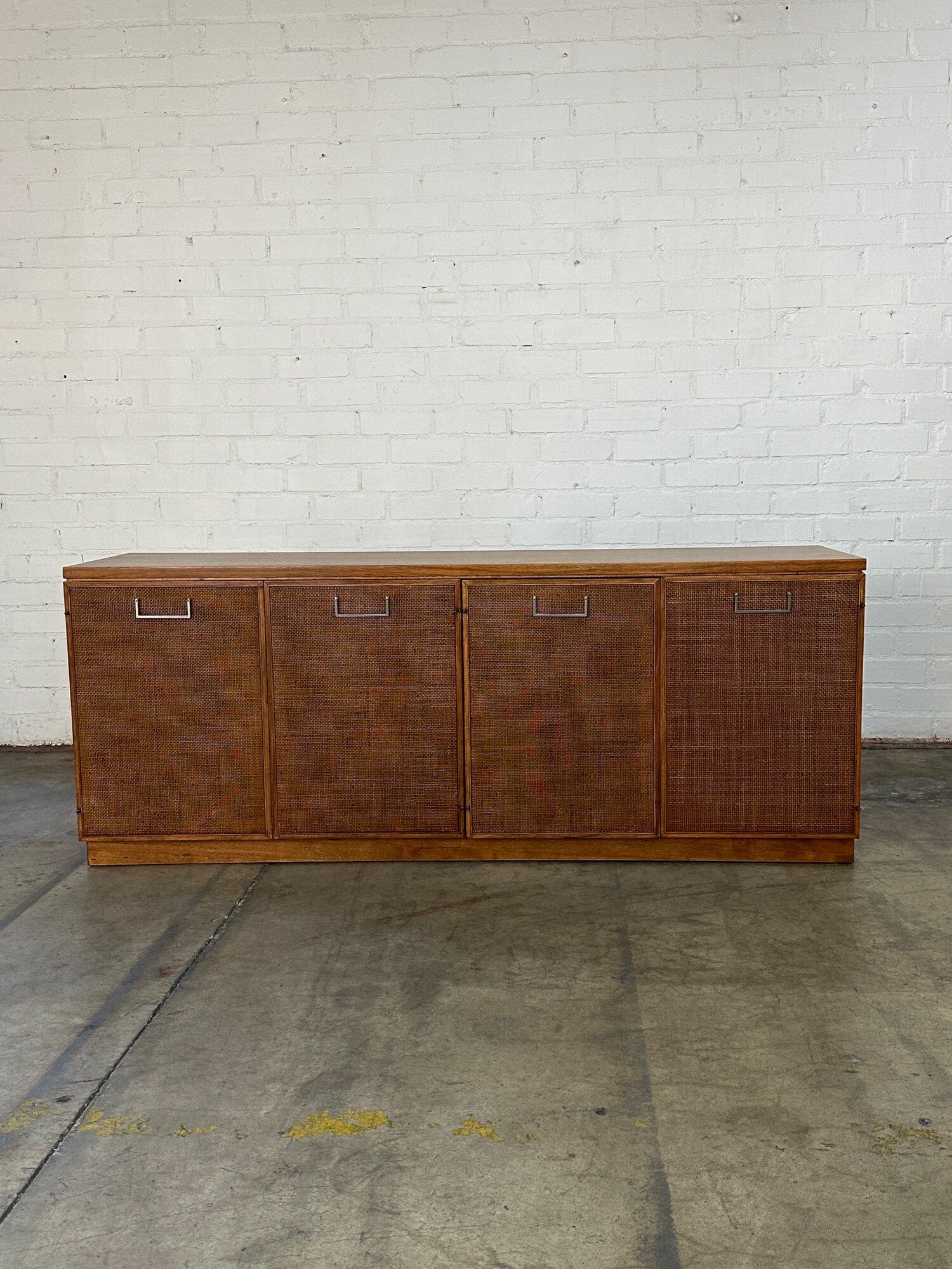 Founders Four Door Cane Front Credenza In Good Condition In Los Angeles, CA