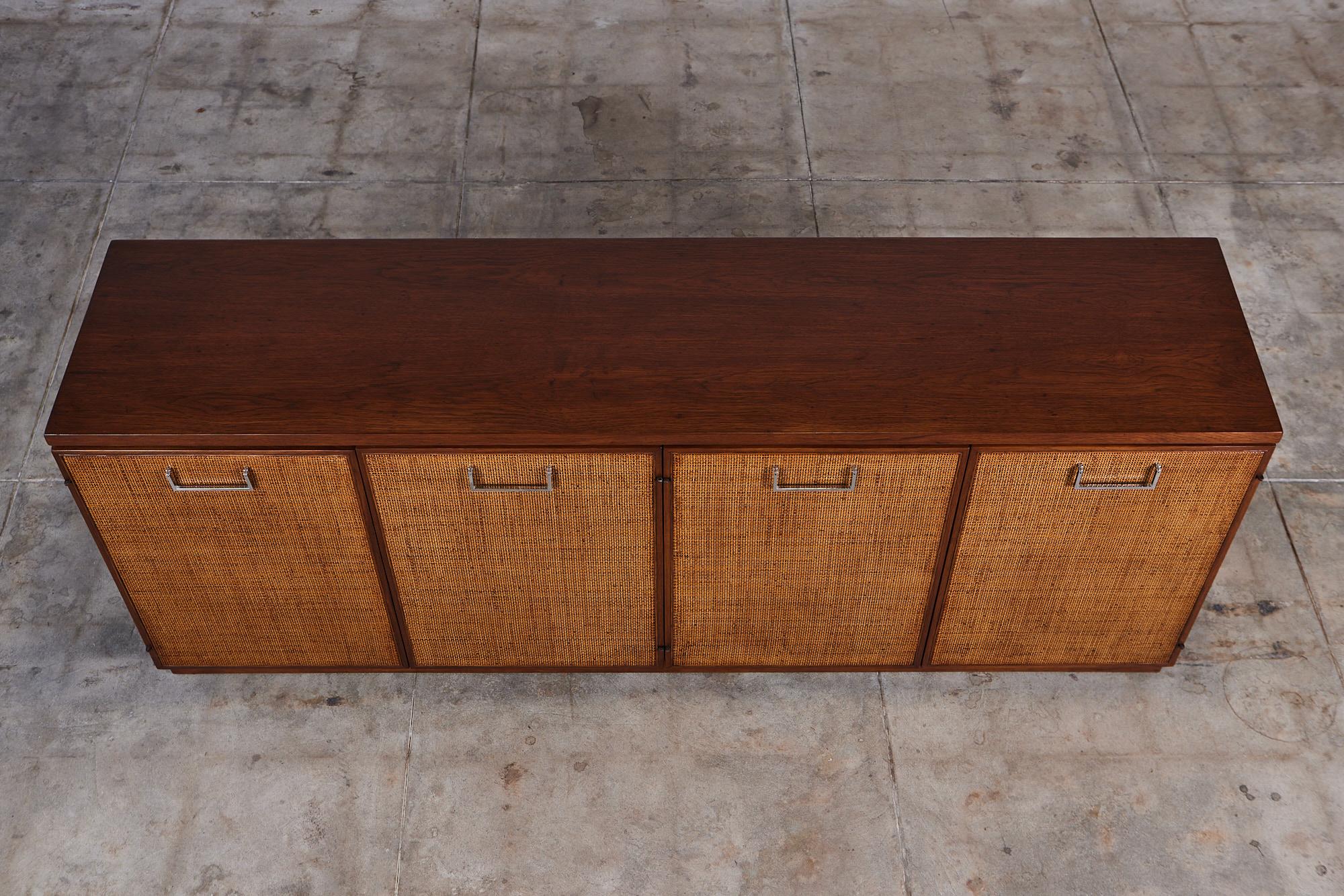 Walnut Founders Four Door Cane Front Credenza