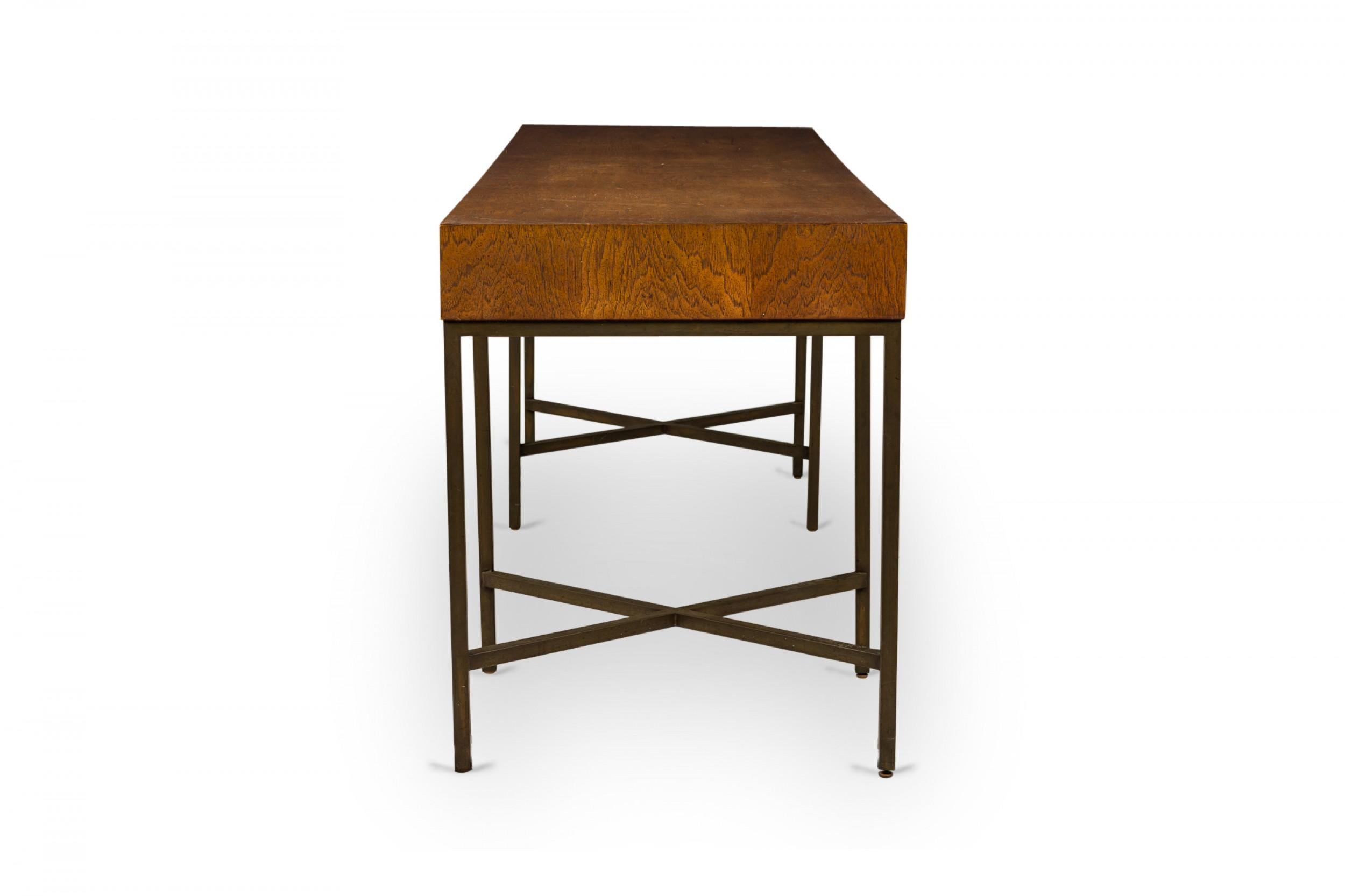 Mid-Century Modern Founders Furniture Co. Rectangular Walnut and Bronze Desk For Sale