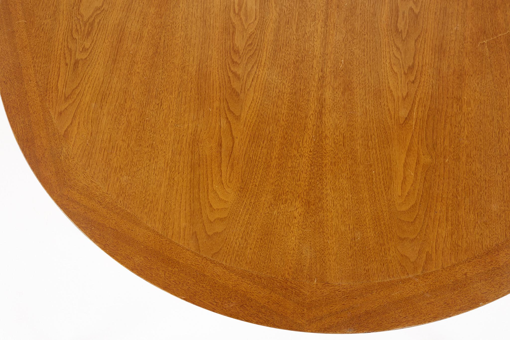 Founders Furniture Company Mid Century Walnut and Brass Round Coffee Table For Sale 1