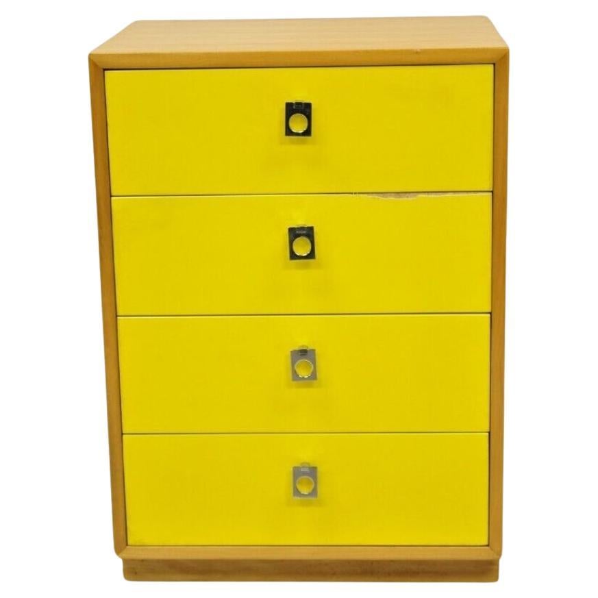 Founders Jack Cartwright Mid Century Modern Yellow Nightstand Chest Maple Chrome For Sale