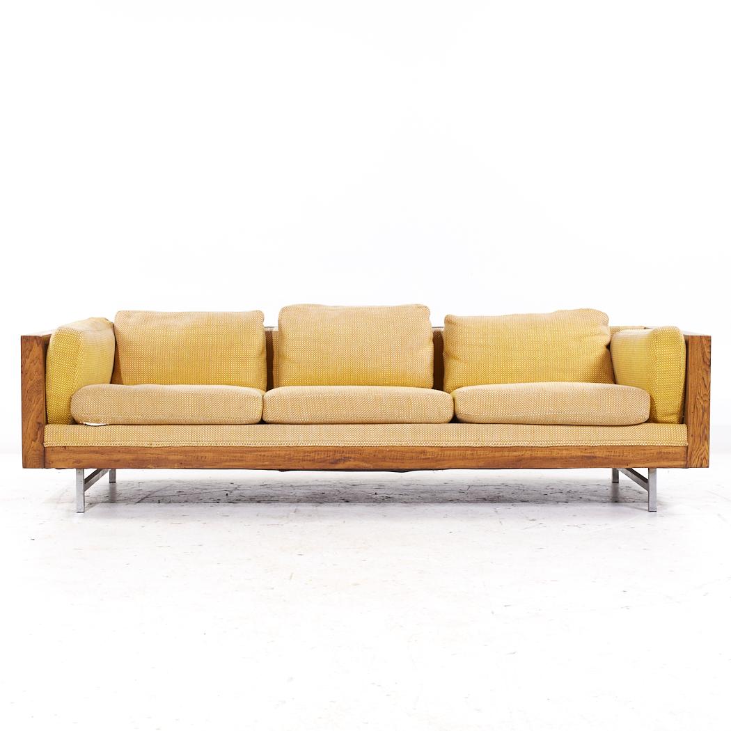 Founders Mid Century Cane and Walnut Sofa

This sofa measures: 89.75 wide x 34 deep x 27 inches high, with a seat height of 16.5 and arm height of 23.75 inches

All pieces of furniture can be had in what we call restored vintage condition. That