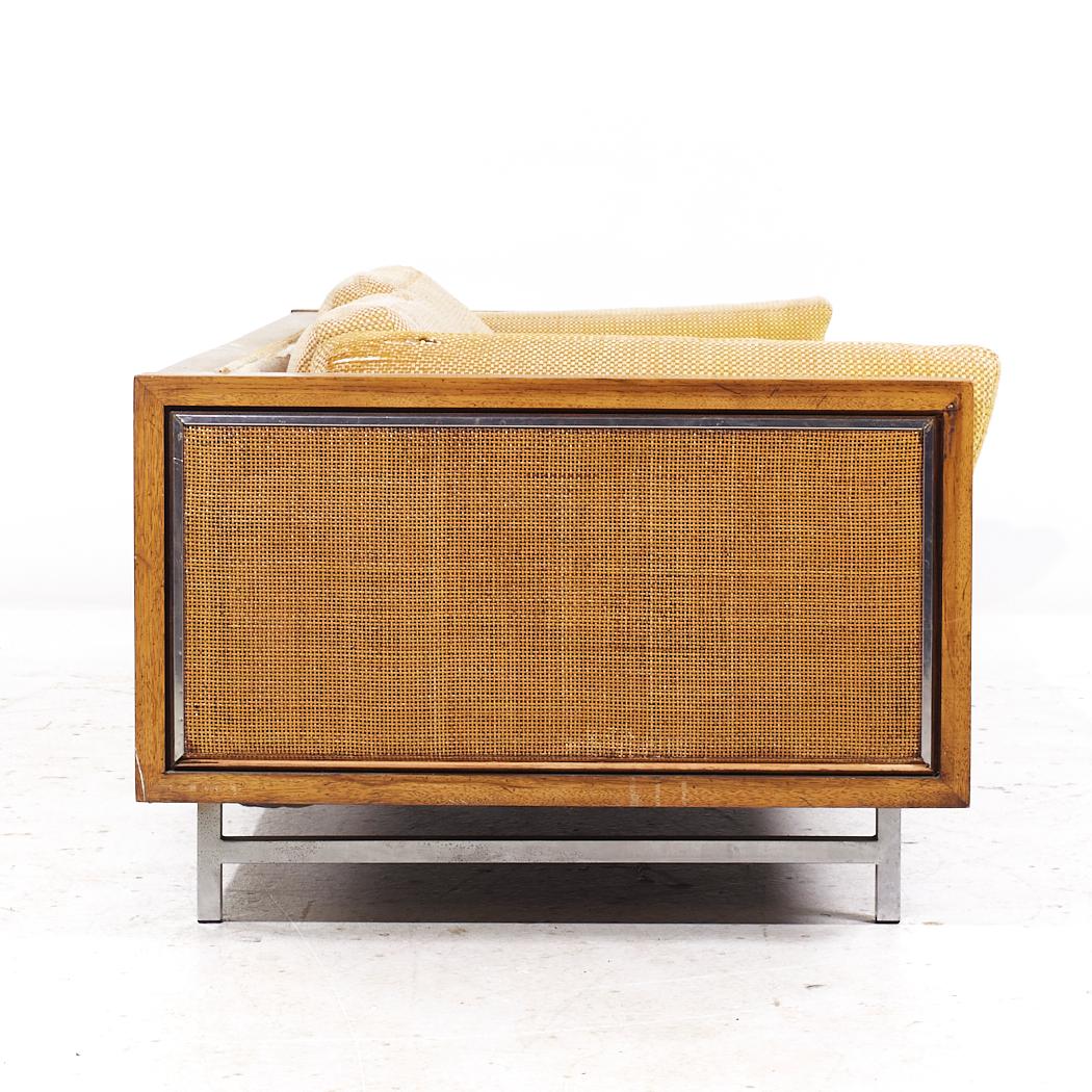 American Founders Mid Century Cane and Walnut Sofa