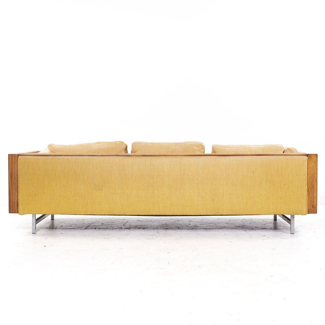 Founders Mid Century Cane and Walnut Sofa In Good Condition In Countryside, IL