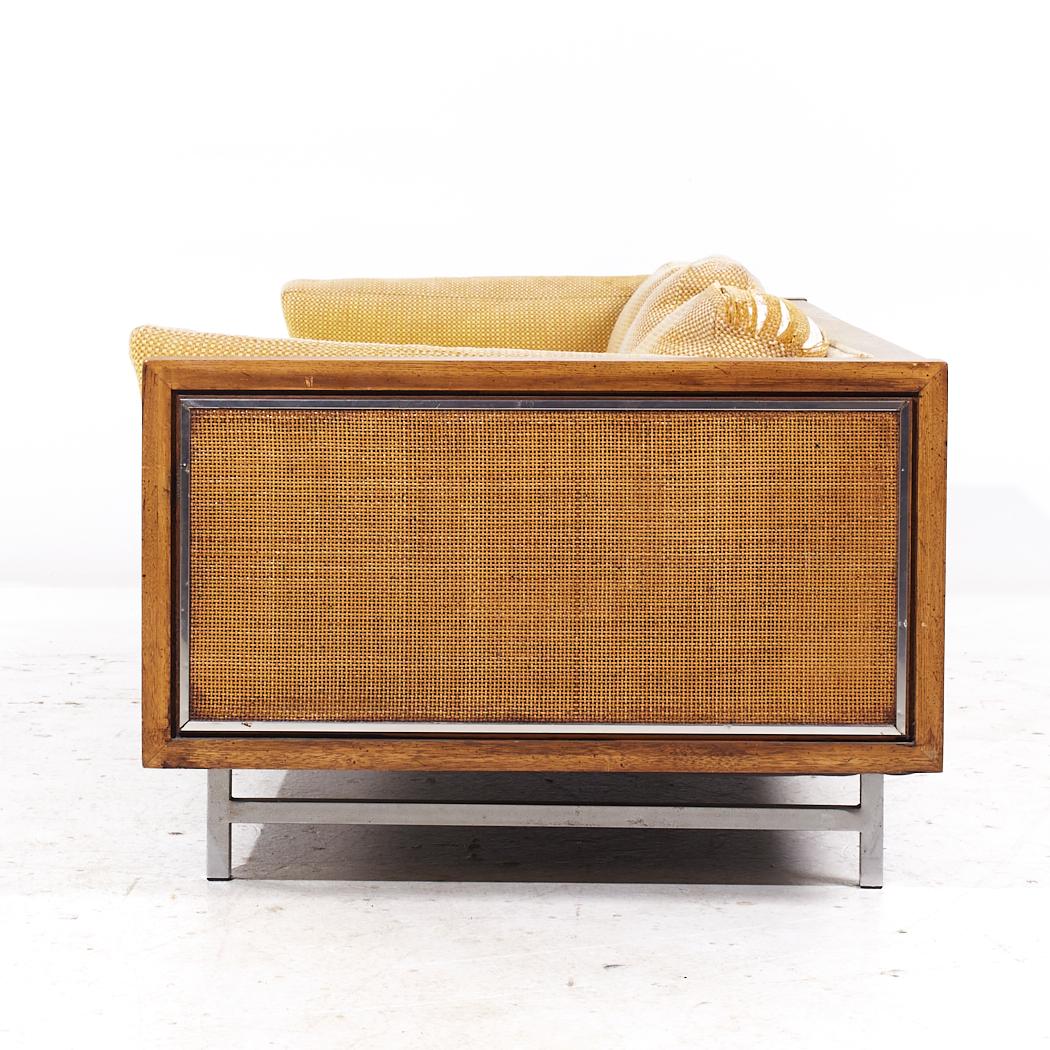 Late 20th Century Founders Mid Century Cane and Walnut Sofa