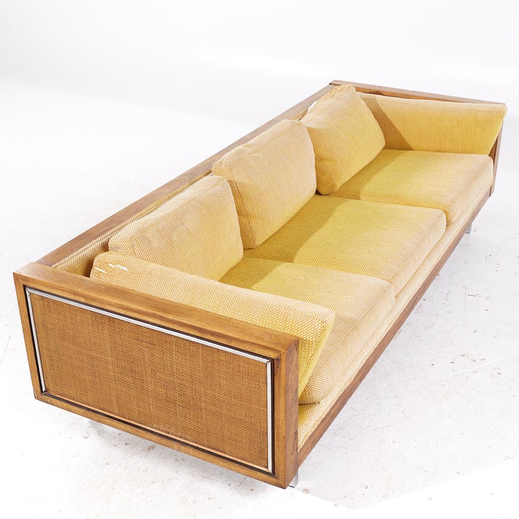 Founders Mid Century Cane and Walnut Sofa 1