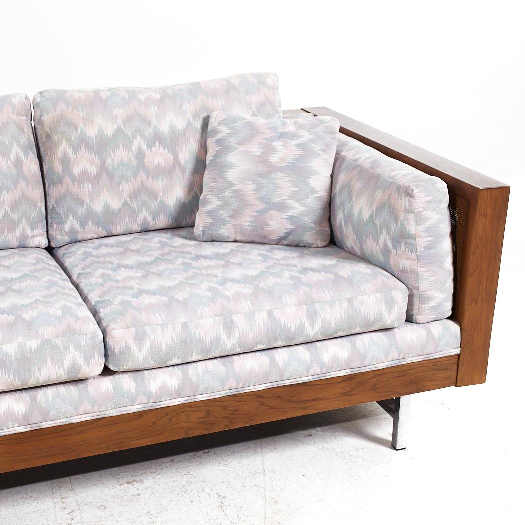 Founders Mid Century Cane and Walnut Sofa For Sale 3