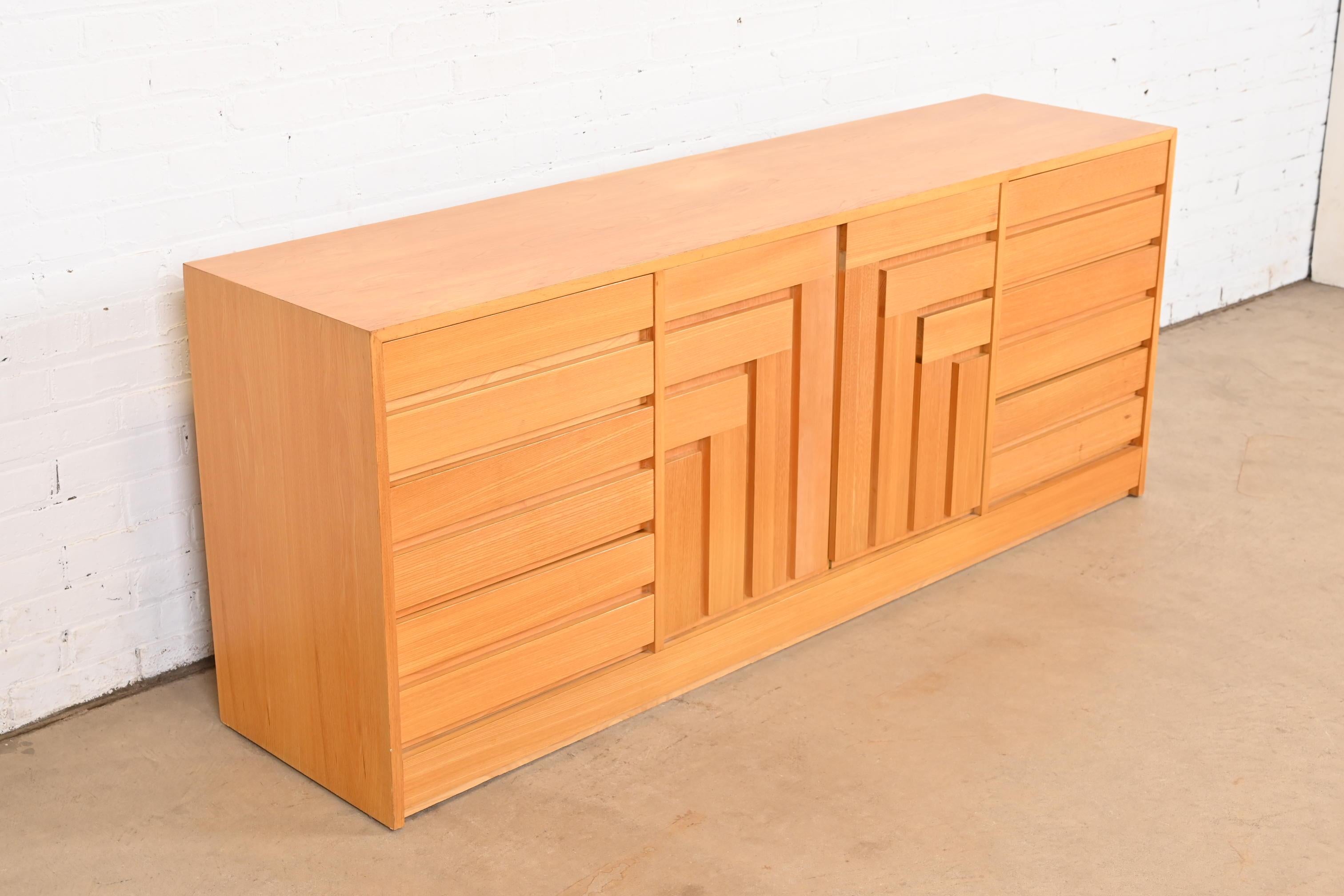 Late 20th Century Founders Mid-Century Modern Sculpted Teak Long Dresser, 1970s