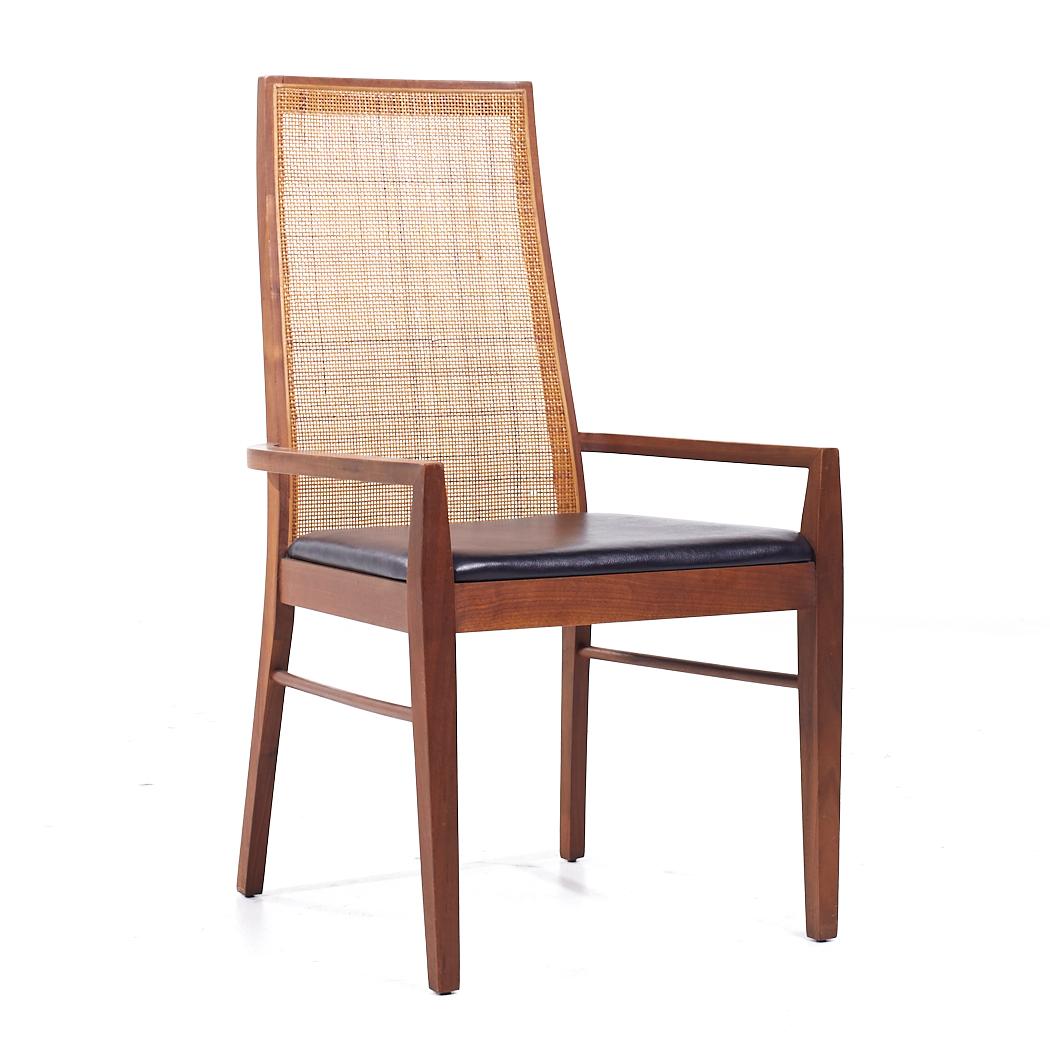 American Founders Mid Century Walnut and Cane Dining Chairs - Set of 6 For Sale