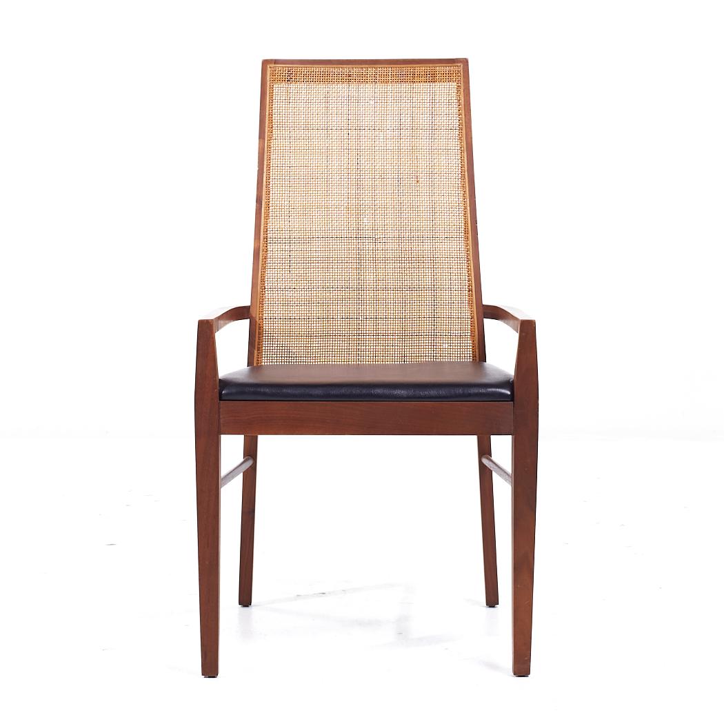 Founders Mid Century Walnut and Cane Dining Chairs - Set of 6 In Good Condition For Sale In Countryside, IL