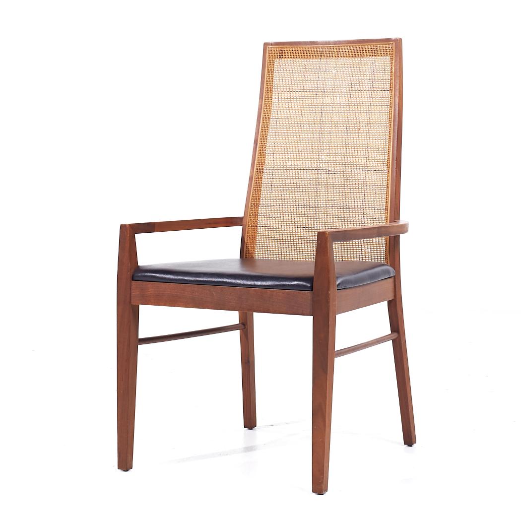 Late 20th Century Founders Mid Century Walnut and Cane Dining Chairs - Set of 6 For Sale