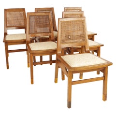 Founders Mid Century Walnut and Cane Dining Chairs, Set of 6