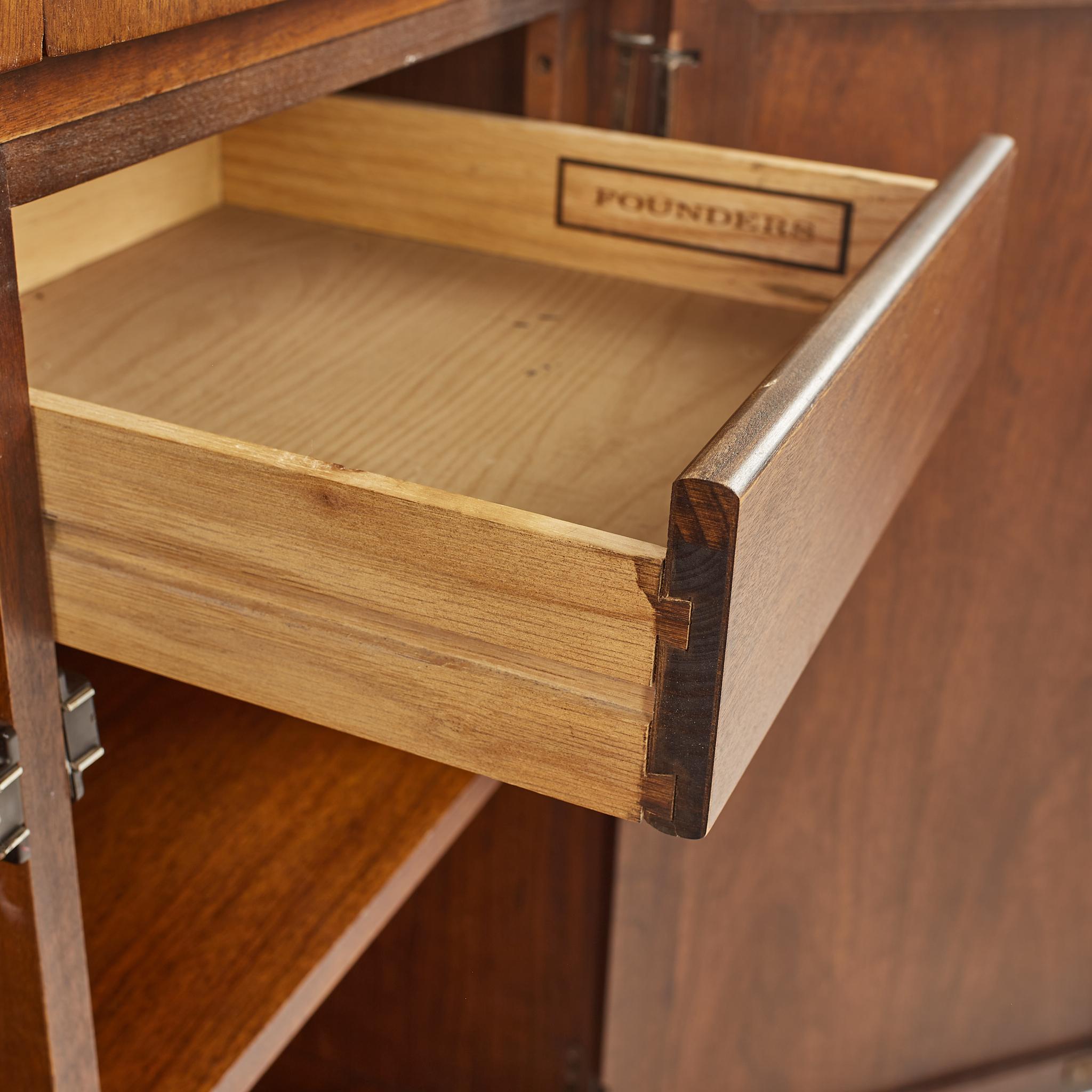 Founders Mid Century Walnut and Cane Front Bar Cabinet 6