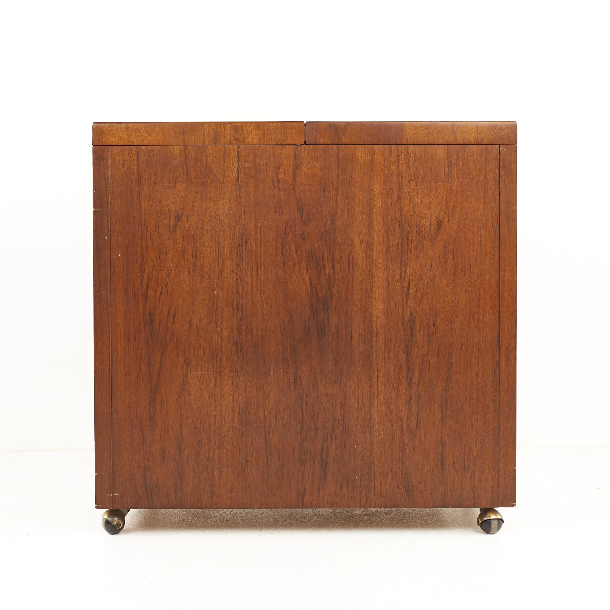 American Founders Mid Century Walnut and Cane Front Bar Cabinet