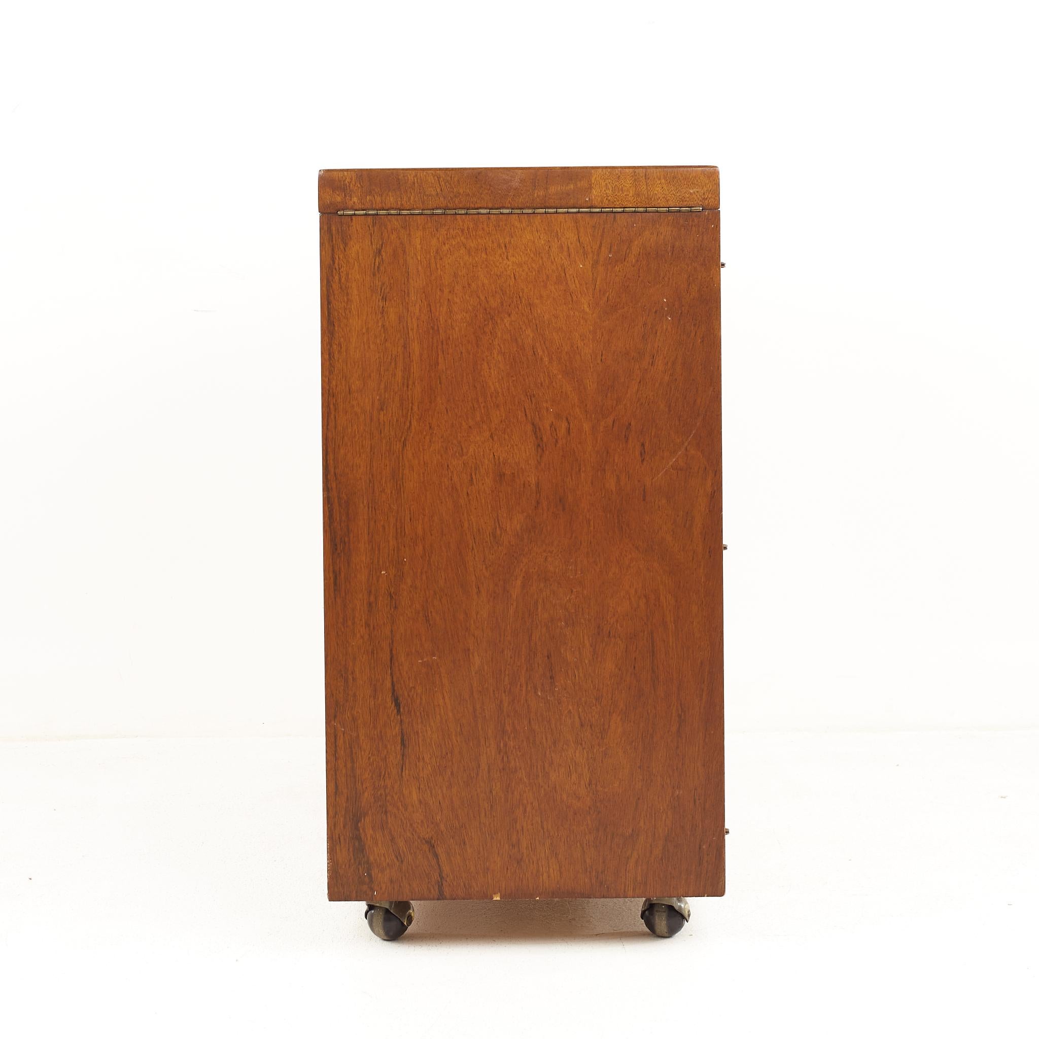 Founders Mid Century Walnut and Cane Front Bar Cabinet In Good Condition In Franklin Park, IL