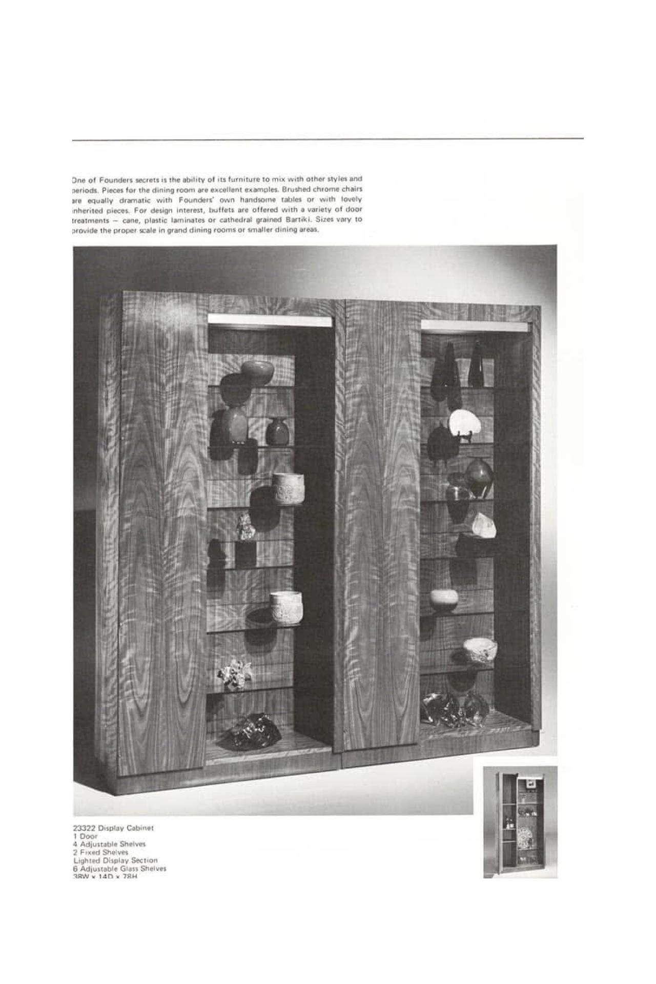 Founders Mid Century Walnut and Glass Display Cabinets Pair For Sale 3