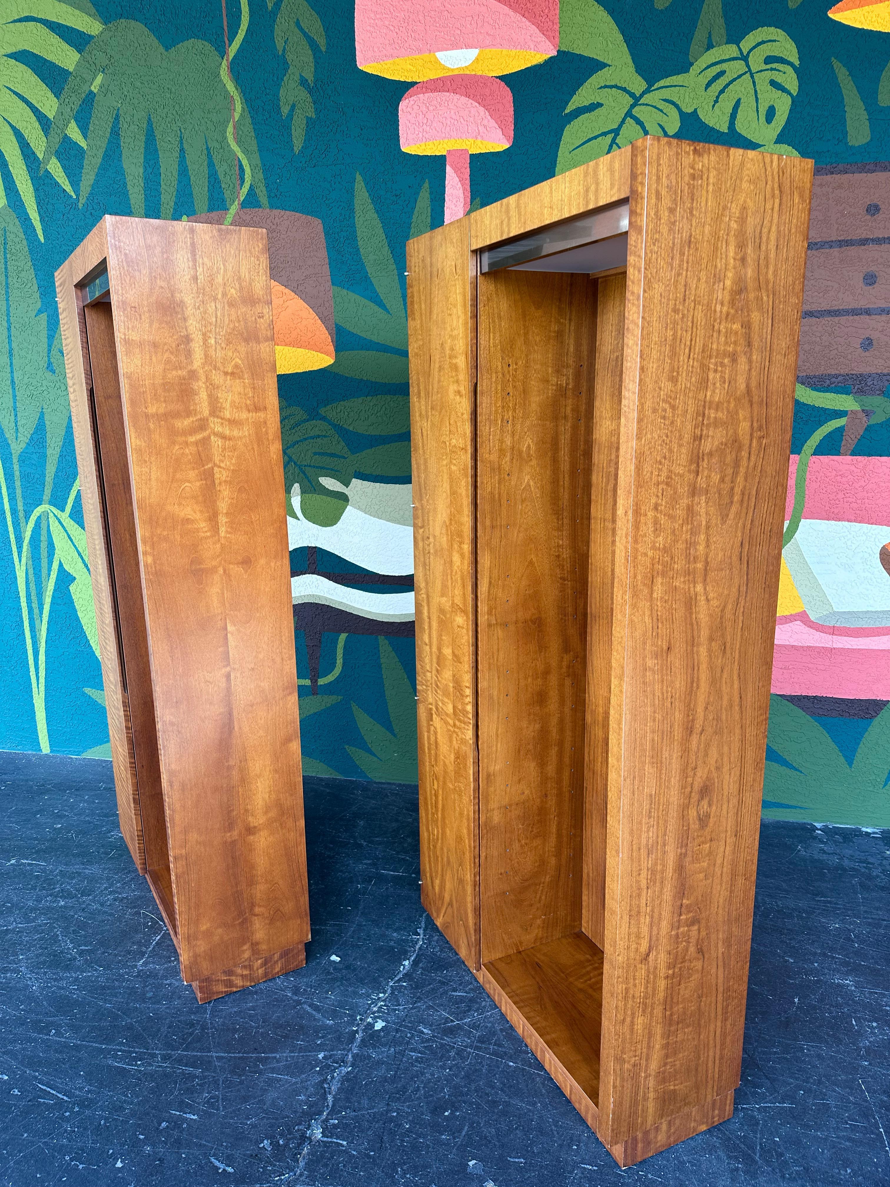 American Founders Mid Century Walnut and Glass Display Cabinets Pair For Sale