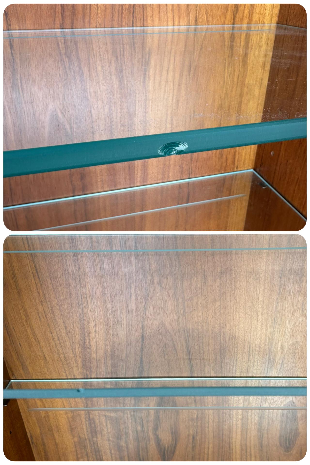 Founders Mid Century Walnut and Glass Display Cabinets Pair For Sale 1