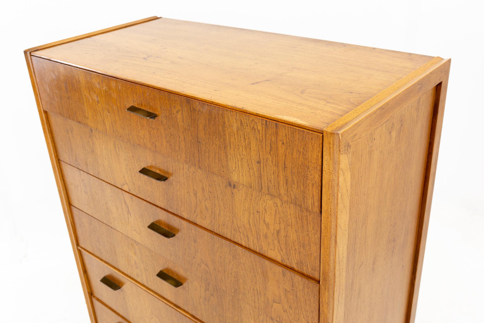 American Founders Patterns 15 Mid Century Oak 6-Drawer Highboy Dresser