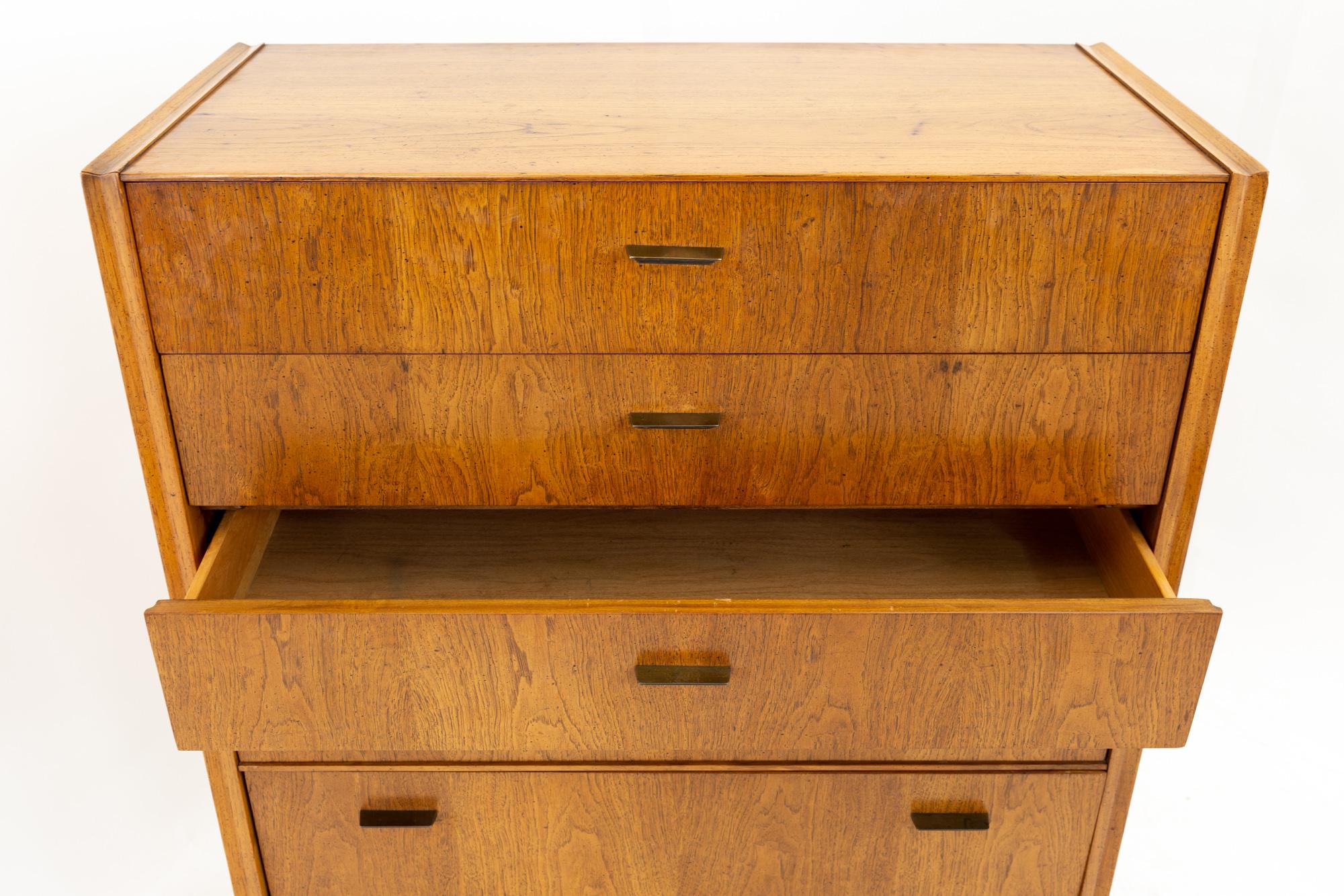Late 20th Century Founders Patterns 15 Mid Century Oak 6-Drawer Highboy Dresser