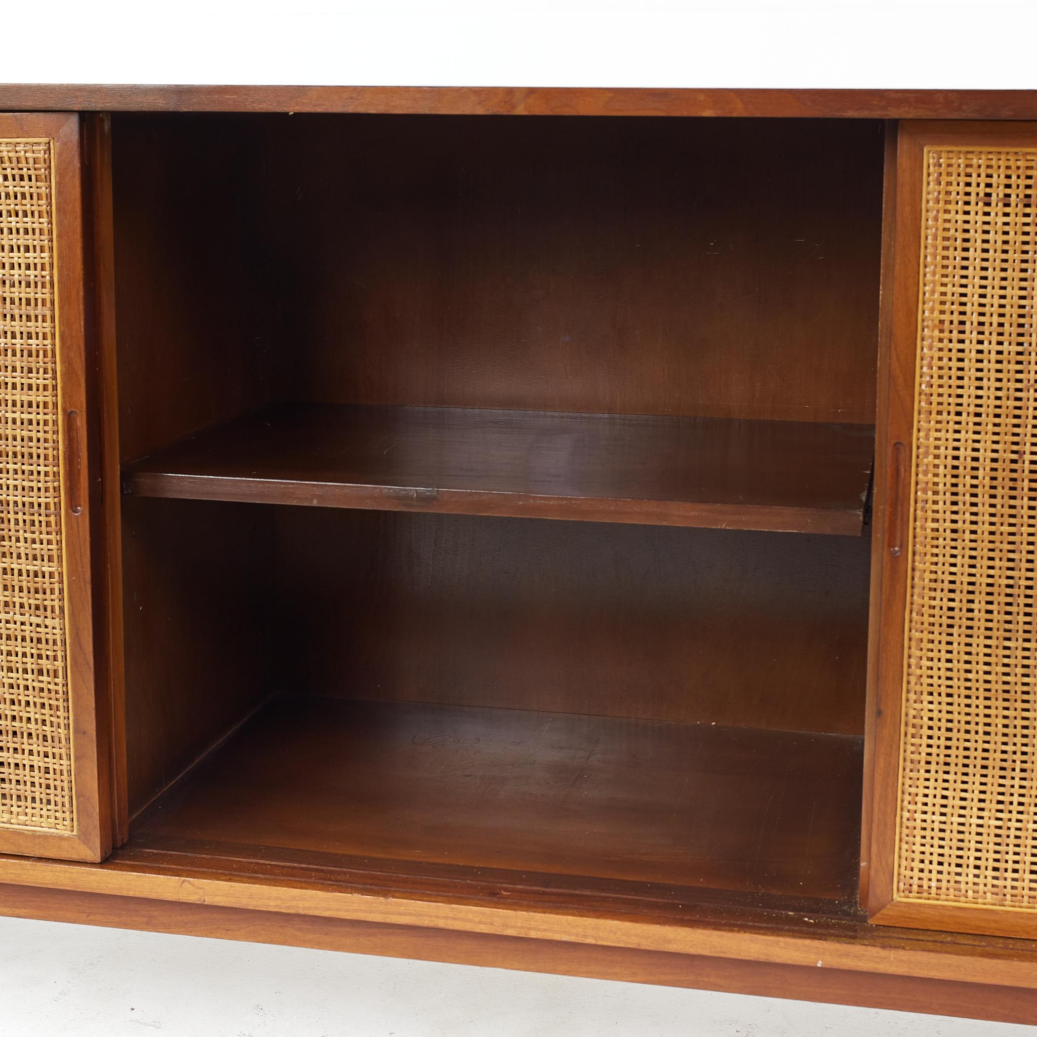Founders Style Mid Century Walnut and Cane Front Credenza 4