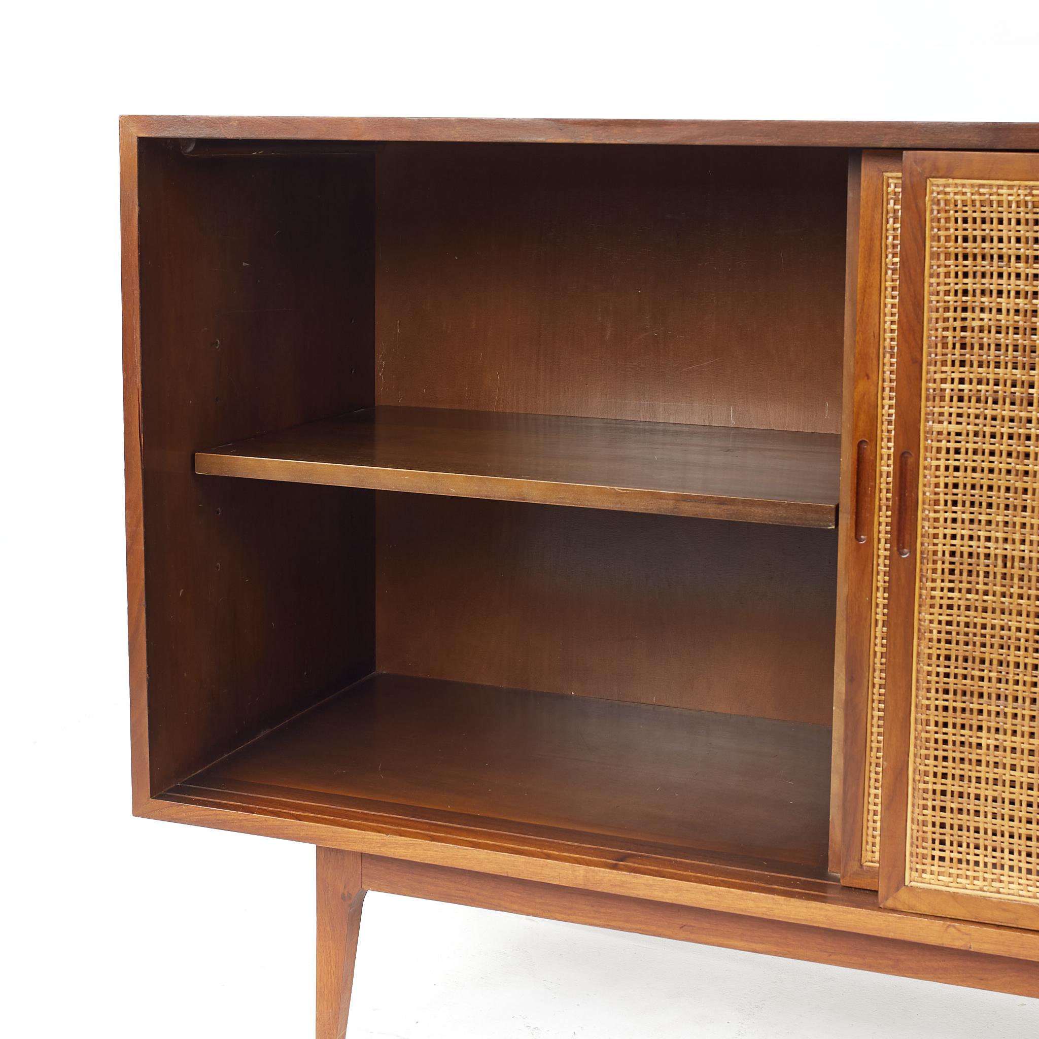 Founders Style Mid Century Walnut and Cane Front Credenza 5