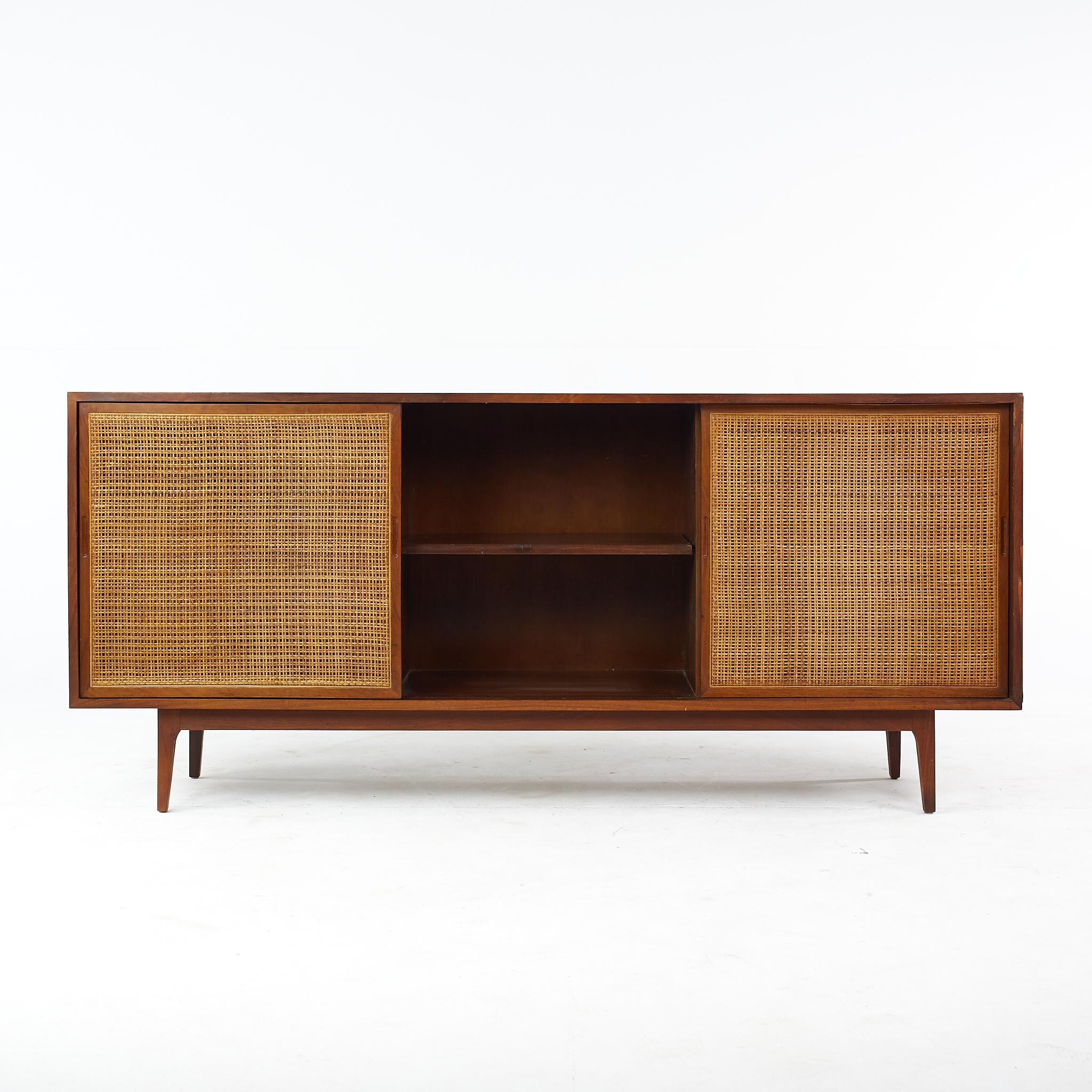 Founders Style Mid Century Walnut and Cane Front Credenza 2