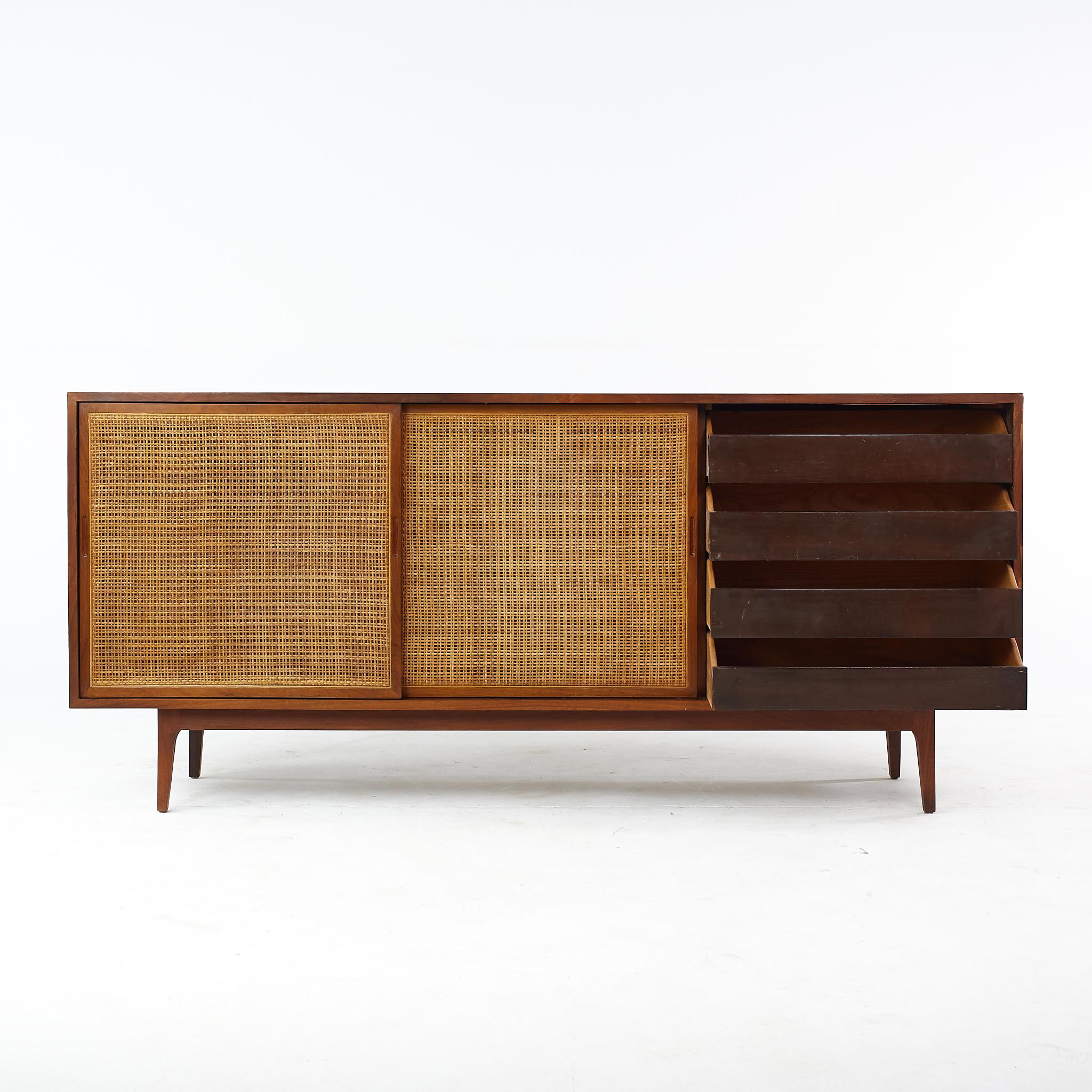 Founders Style Mid Century Walnut and Cane Front Credenza 3