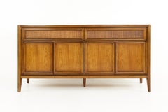 Founders Style Mid Century Walnut Basket Woven Front Credenza Buffet