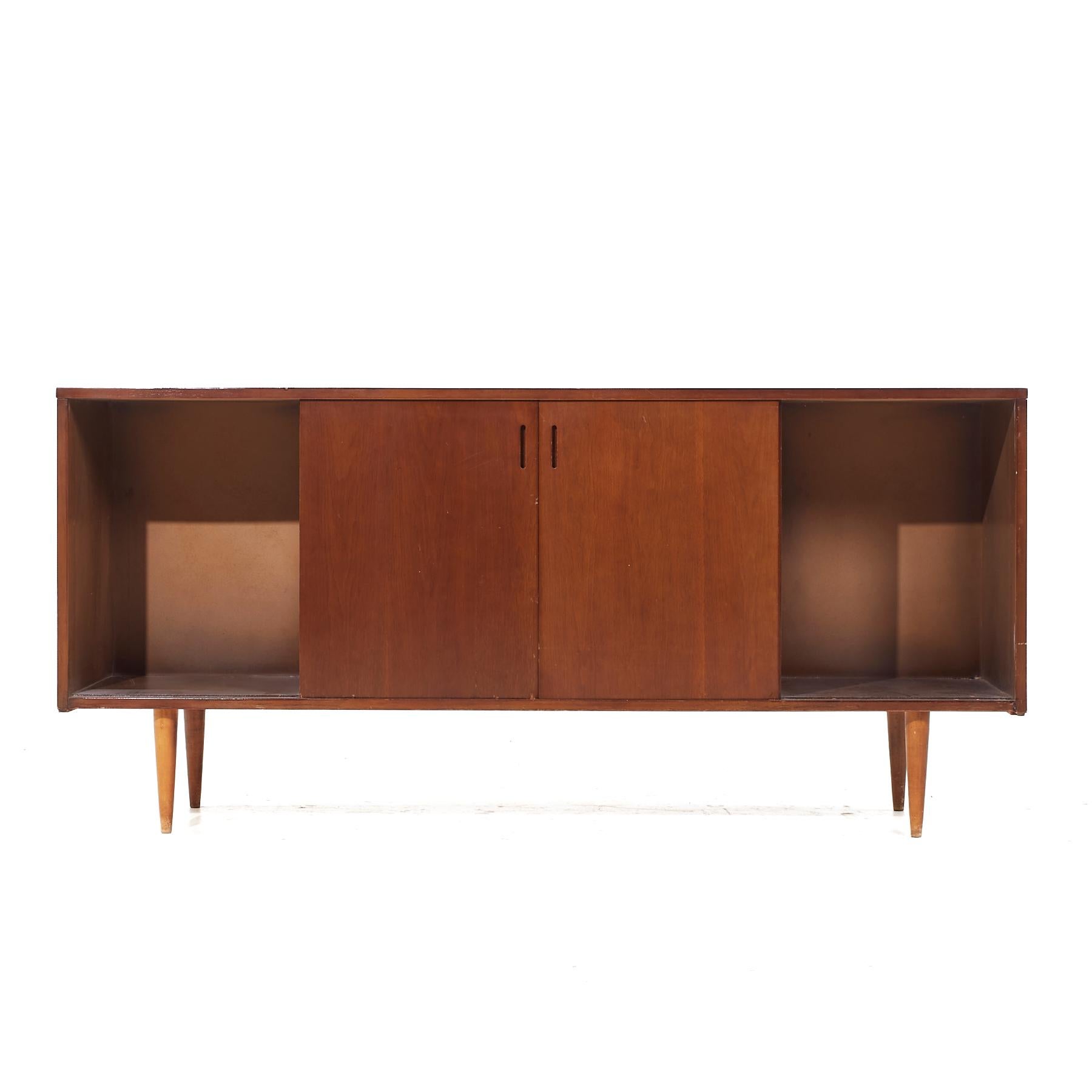 Founders Style Mid Century Walnut Credenza For Sale 1