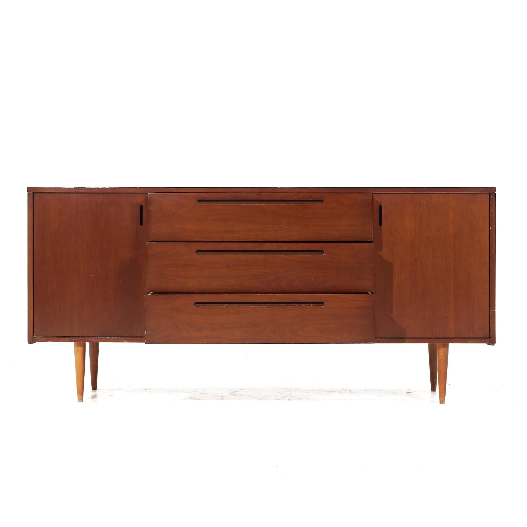 Founders Style Mid Century Walnut Credenza For Sale 3