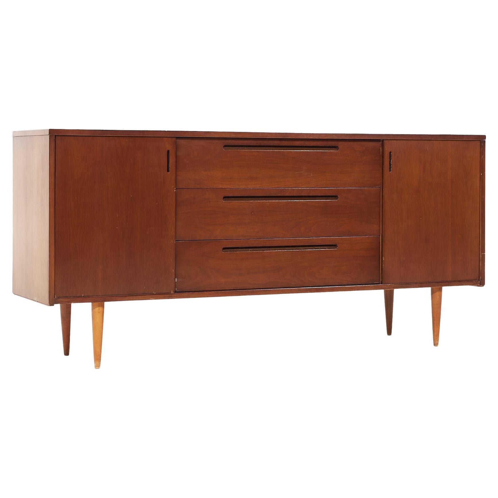 Founders Style Mid Century Walnut Credenza For Sale