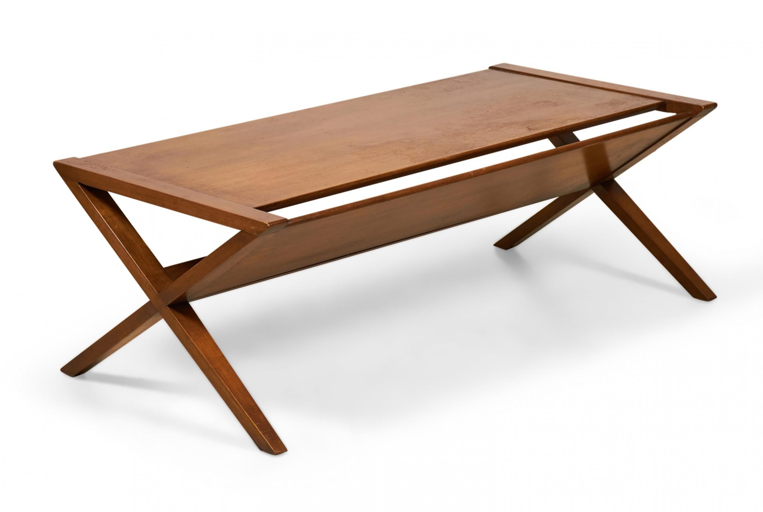Founders X-Frame Wooden Coffee / Cocktail Table with Magazine Shelf For Sale 1