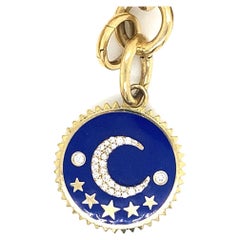 Foundrae 18k Crescent Blue Animal Diamond Charm Yellow Gold