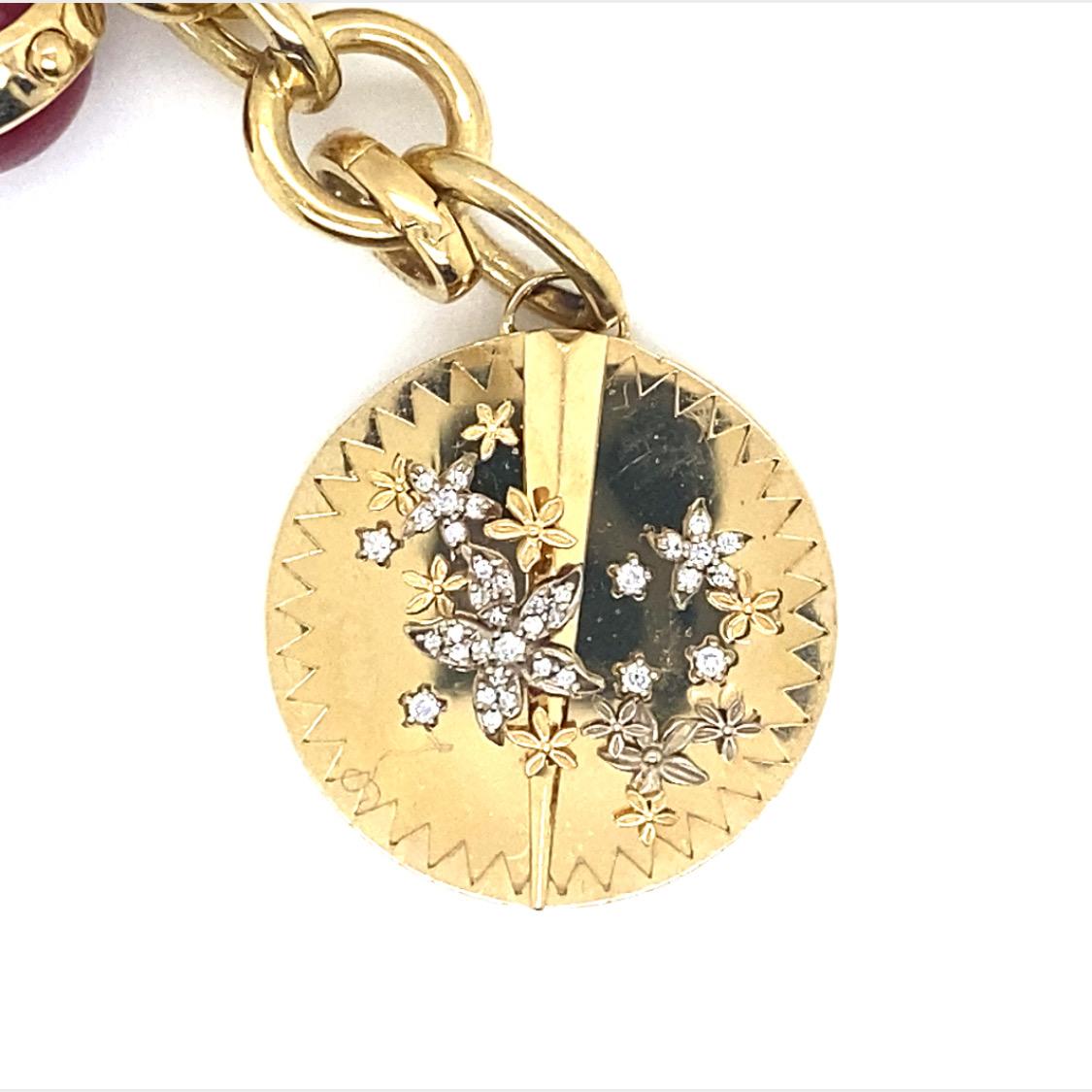Foundrae Resilience Diamond Charm in 18K Yellow Gold.  Round Brilliant Cut Diamonds weighing 0.28 carat total weight, G-H in color and VS-SI in clarity are expertly set.  The Charm measures 1 inch in diameter.  9.79 grams.  Charm only. Necklace not