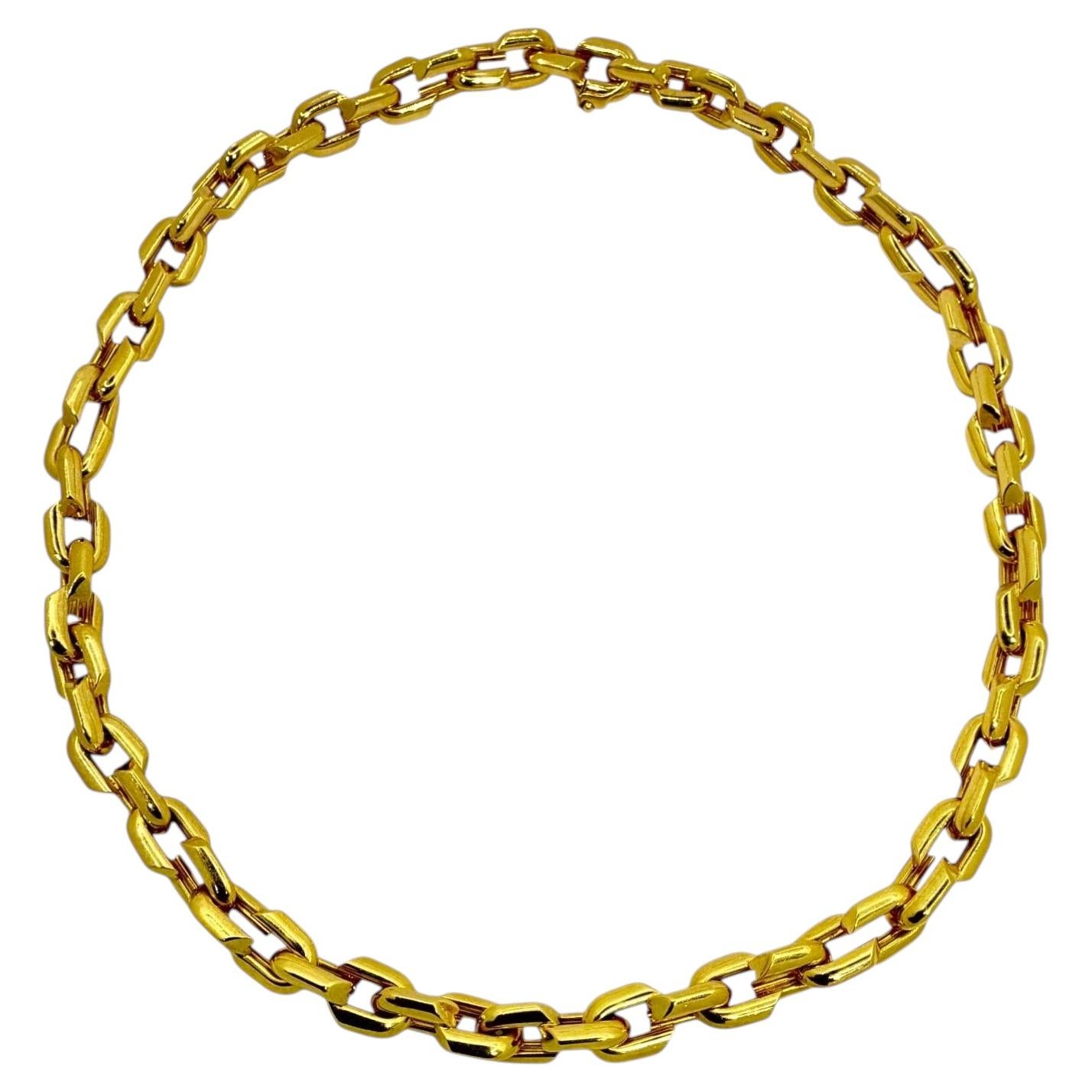 Pre-owned Foundrae 18k Yellow Gold Strong Hearts Small Love Link Choker Necklace