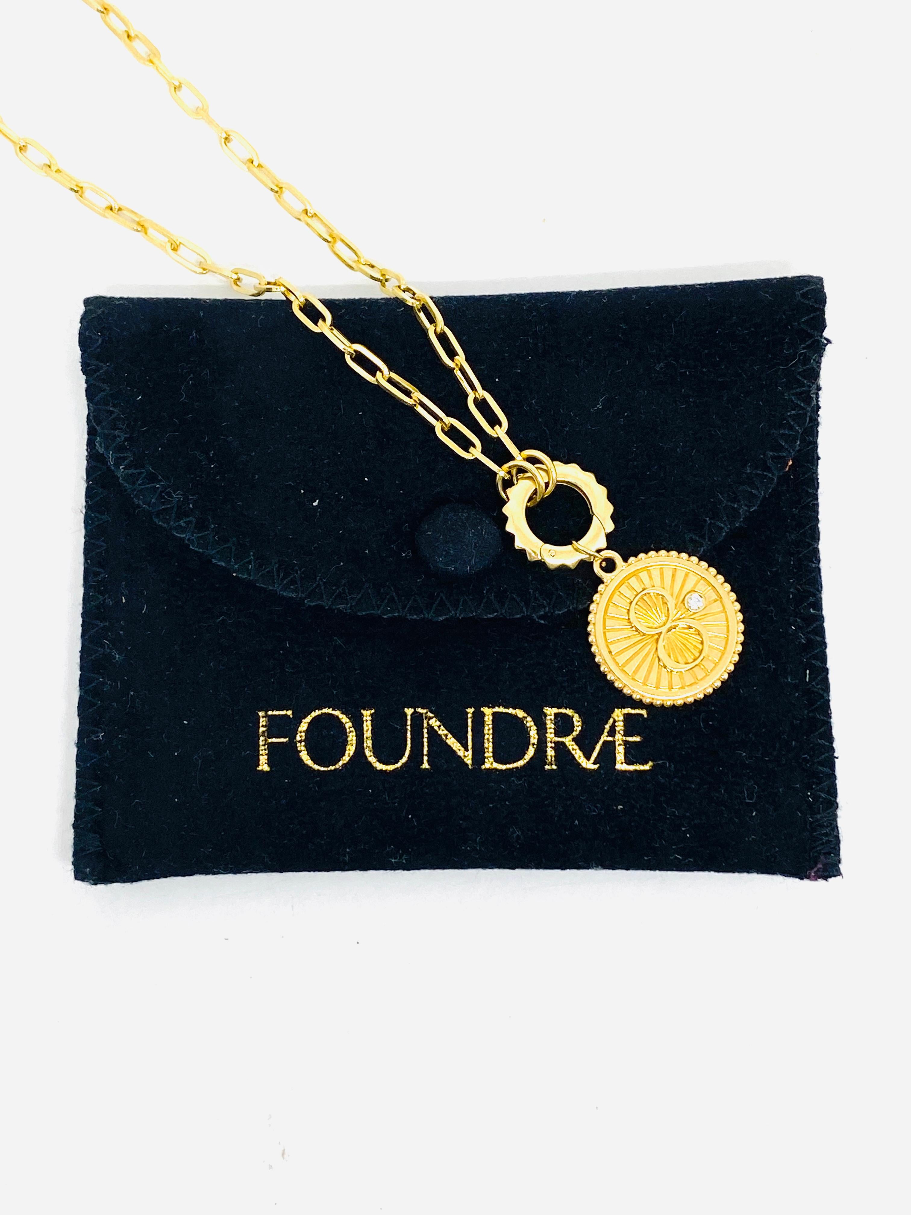 Foundrae Yellow Gold and Diamond Karma Medallion Fob Clip Chain  1