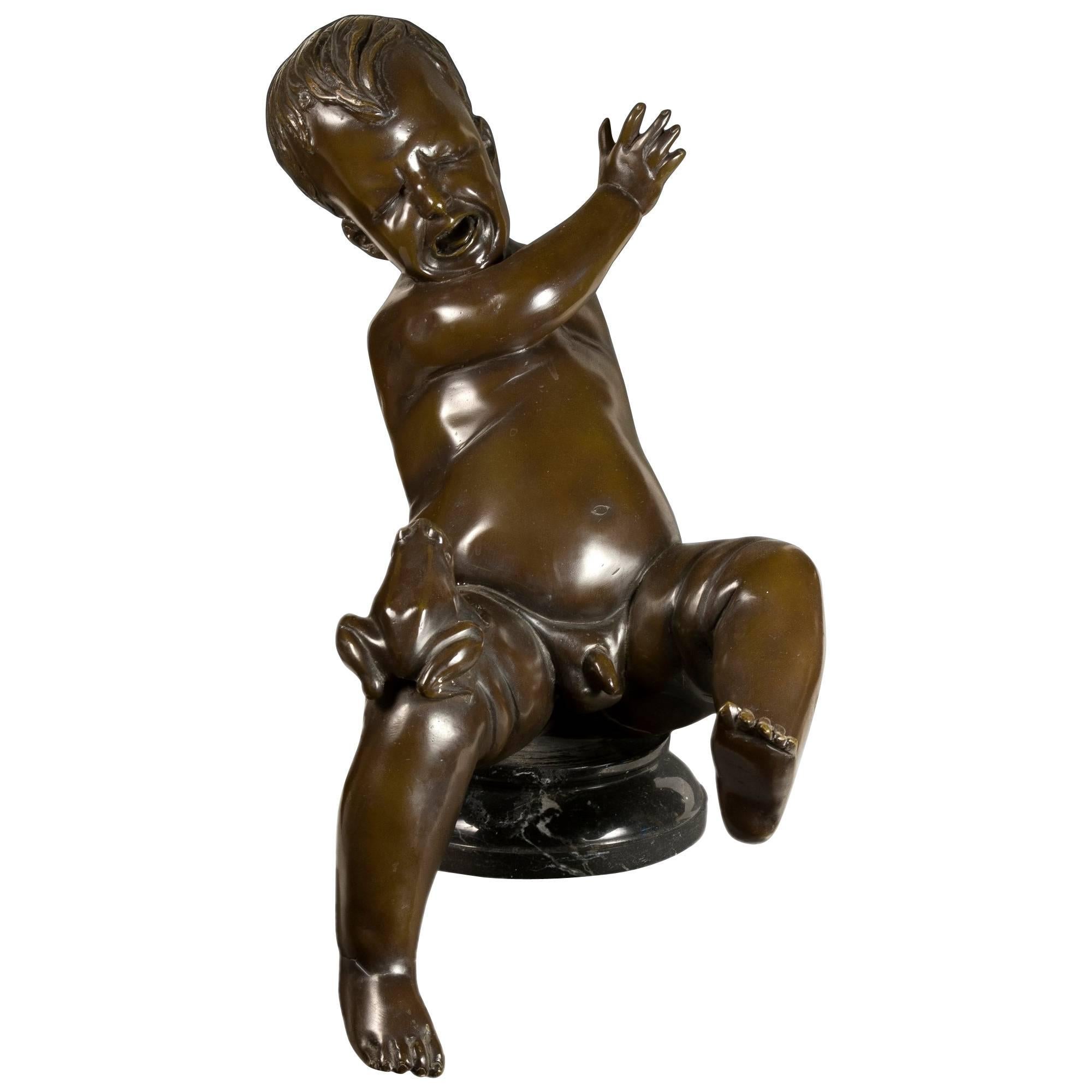 Fountain in Bronze. "Crying Boy" 20th Century For Sale