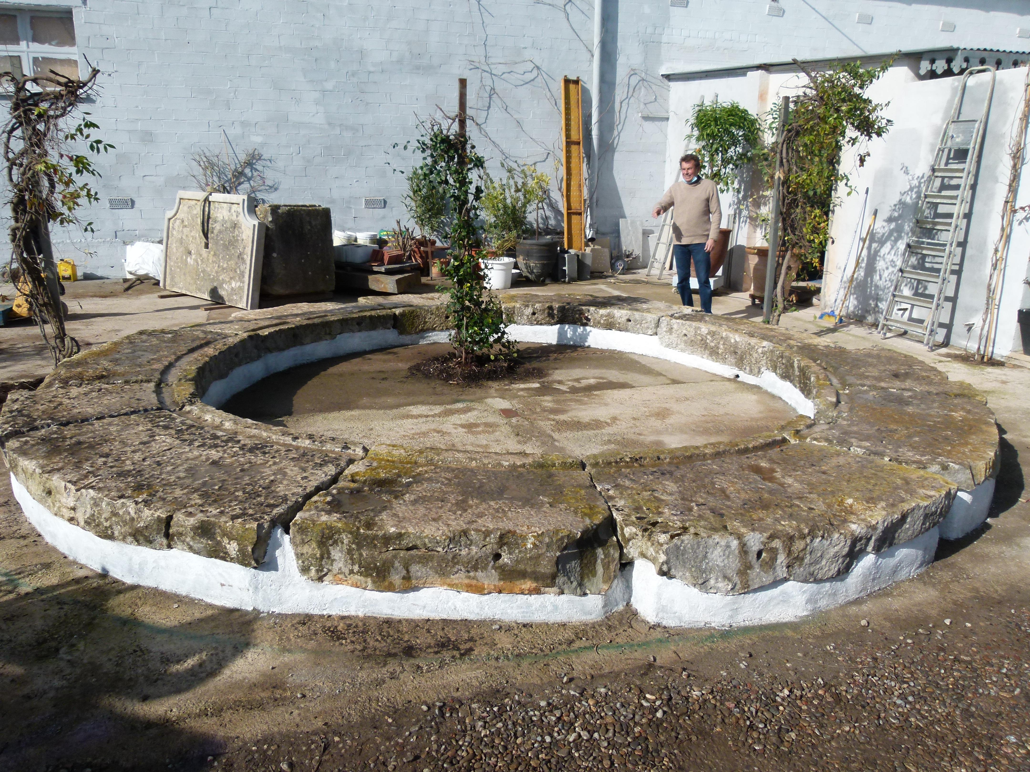 Large Original Circular Limestone Fountain  11
