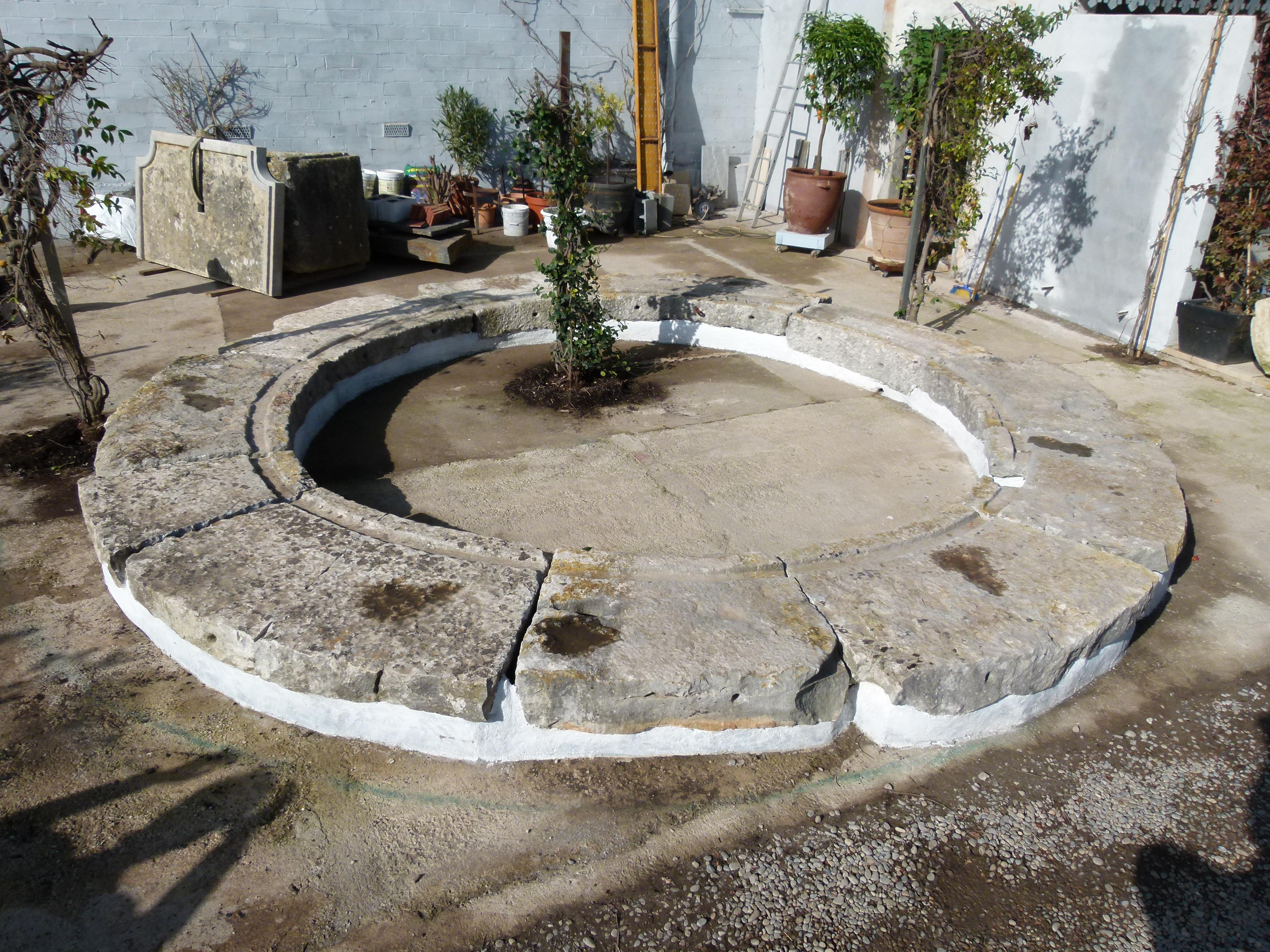 Fountain created with 18th century limestone original from a Flour Mill in Spain.
Ideal for parks o public spaces due to its large dimension

Measurement:
Exterior perimeter 6m. diameter (236.22 in)
Interior perimeter 4 m. diameter (157.48
