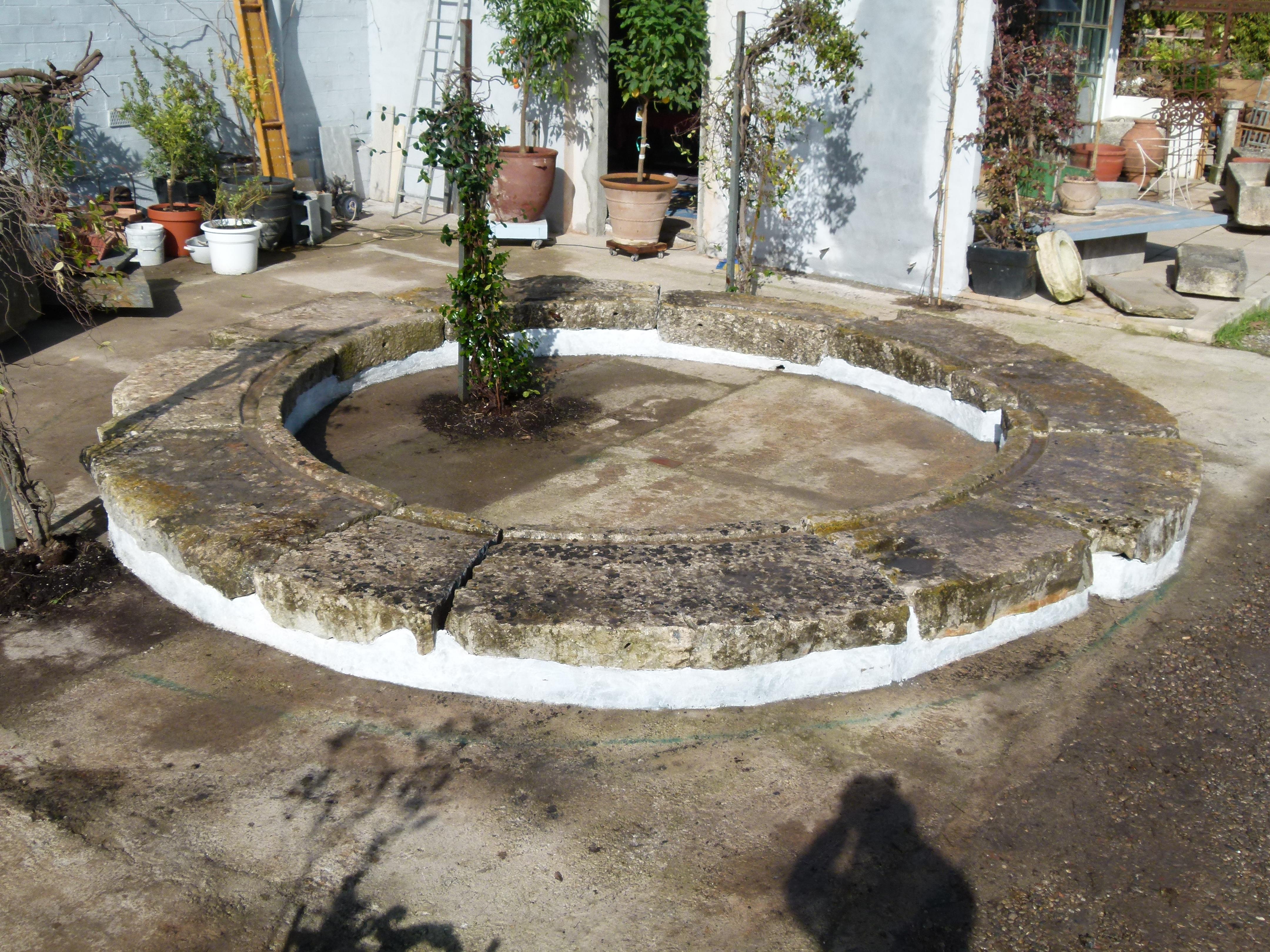 Spanish Large Original Circular Limestone Fountain 