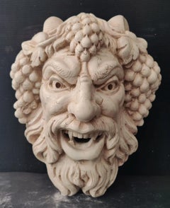 Fountain Mask/Mouth - Face of a Faun with Grapes - Asiago White Marble - Venice